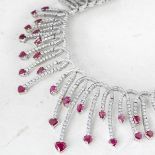 18k White Gold 24.09ct Diamond & 17.44ct Ruby Necklace