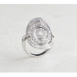 Bulgari 18k White Gold 1.20ct Diamond Cerchi Shield Design Ring