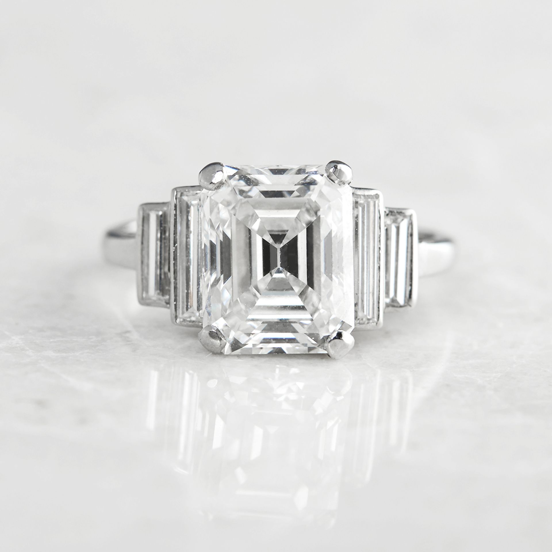 Platinum Emerald Cut 3.54ct Diamond Ring - Bild 3 aus 9