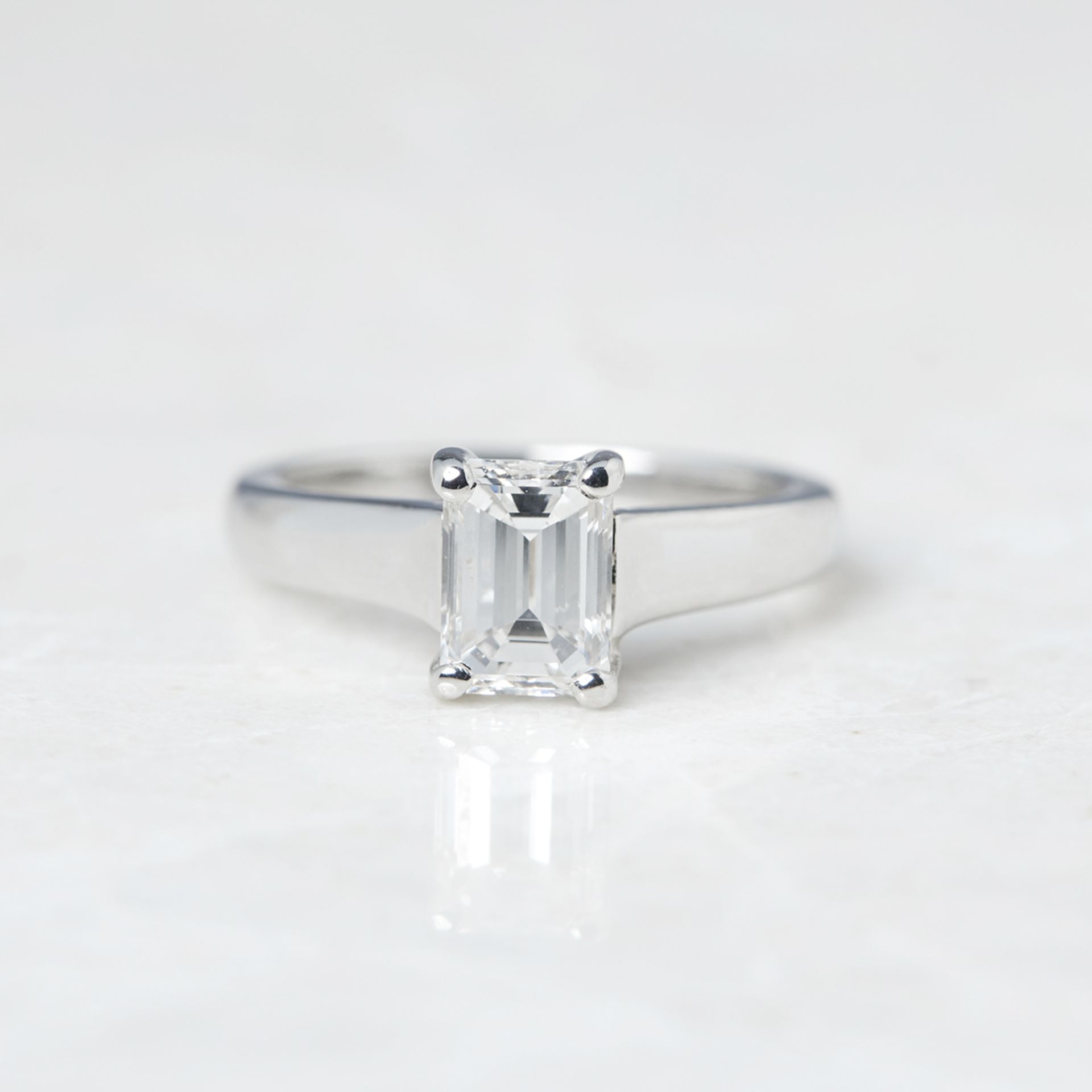 Platinum Emerald Cut 1.12ct Diamond Ring - Bild 2 aus 6