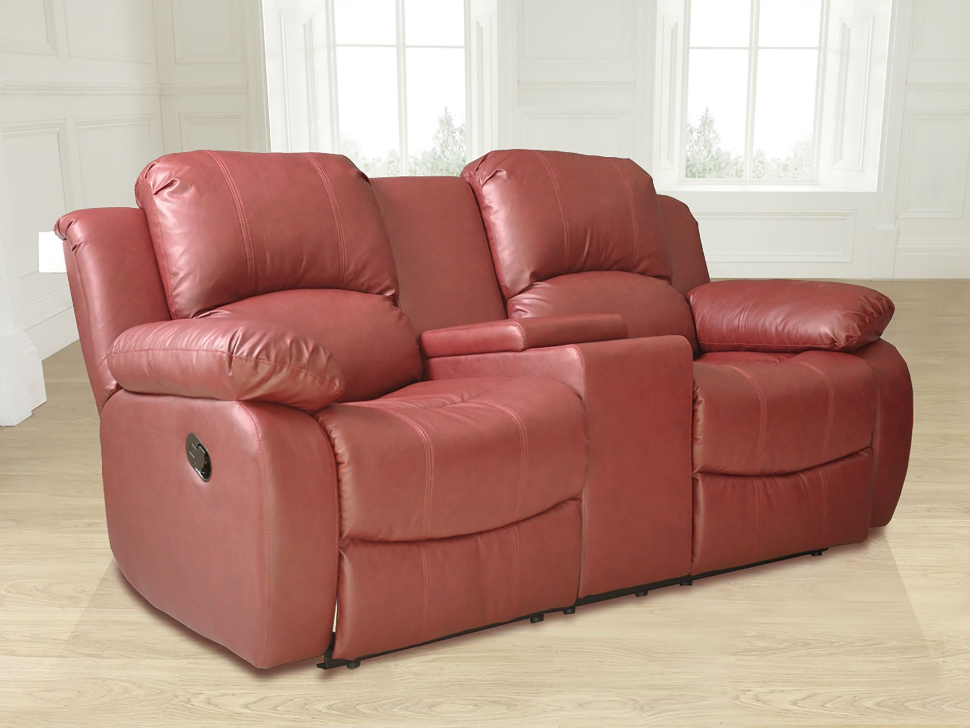 Supreme Valance burgandy leather 3 seater reclining sofa