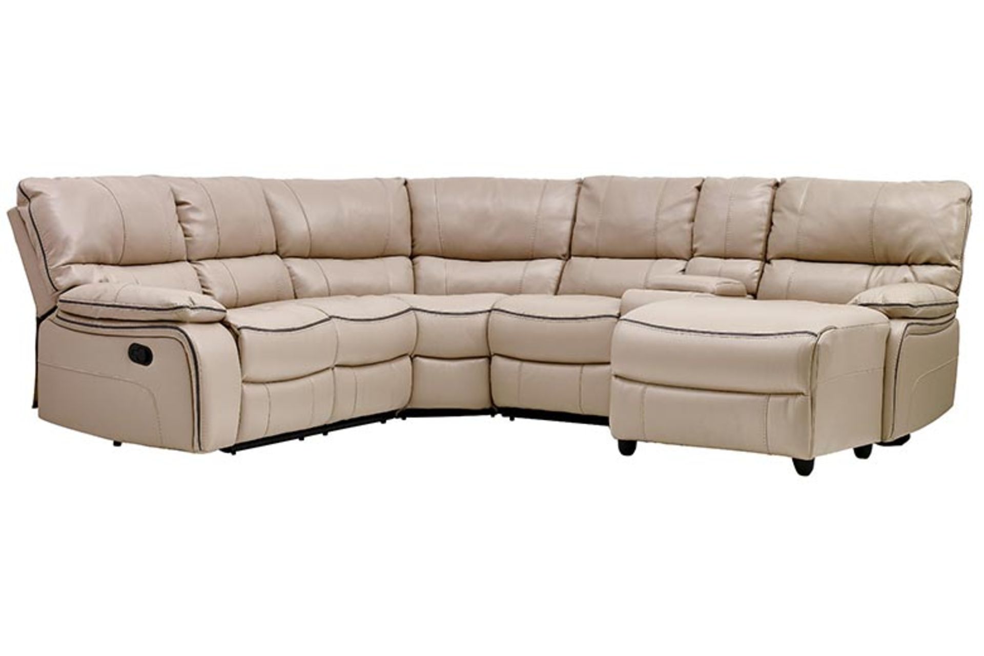 Vermont cream leather air reclining corner sofa plus console with drinks holder and chaise