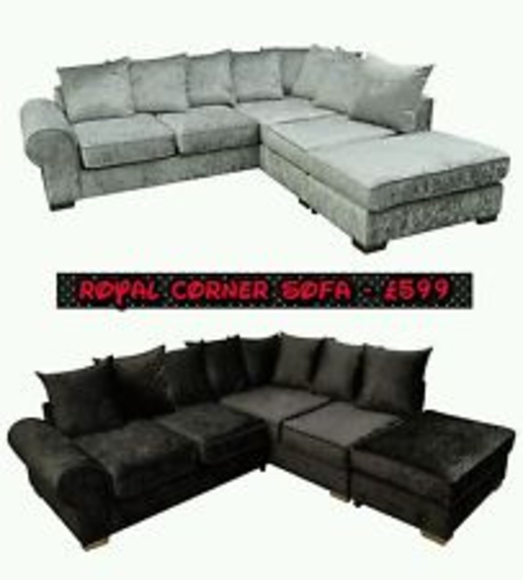 Scarpa deluxe corner sofa in sterling silver shimmer plus matching footstool left arm facing - Image 2 of 2