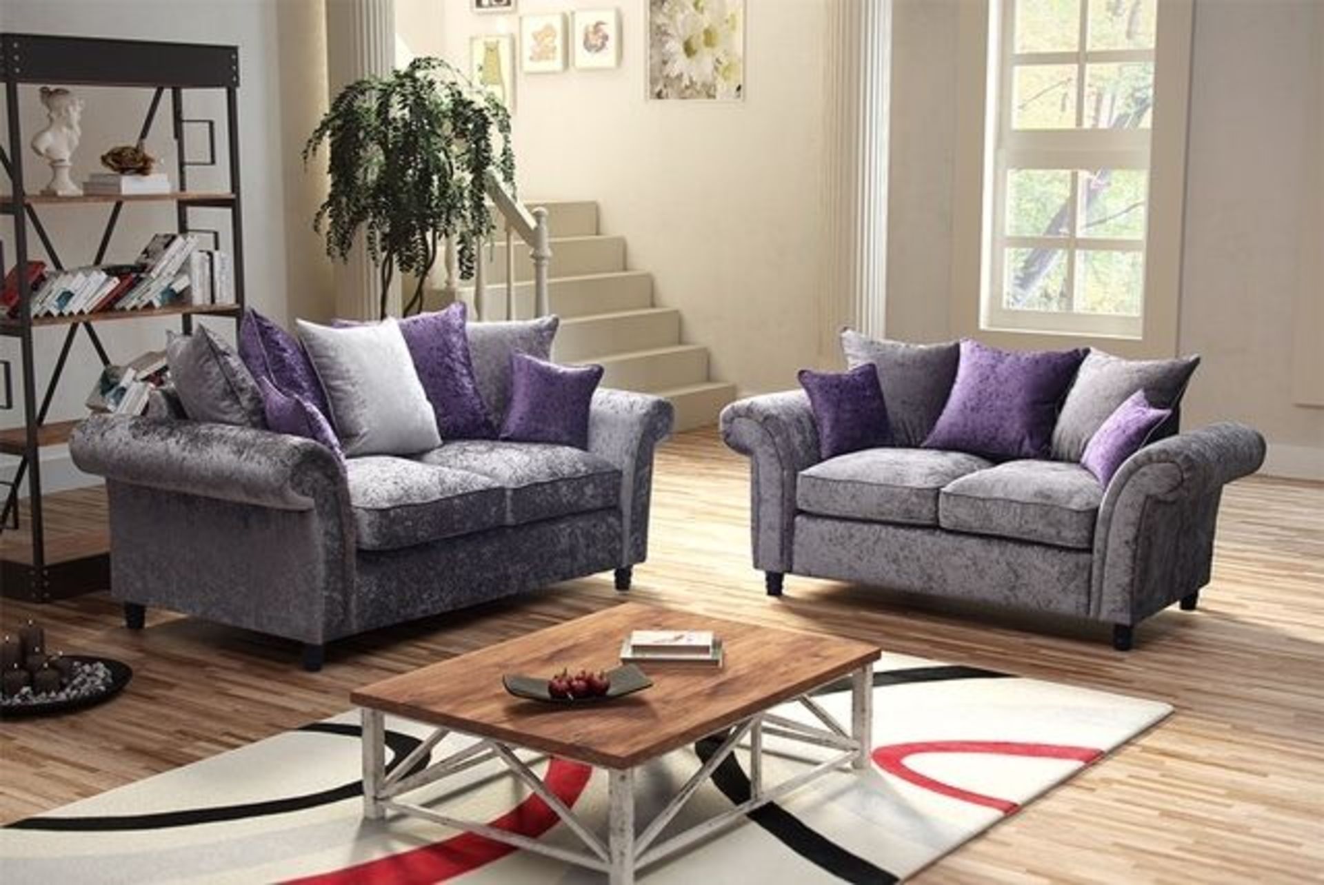 Scarpa deluxe 3 seater sofa in silver shimmer crushed velvet