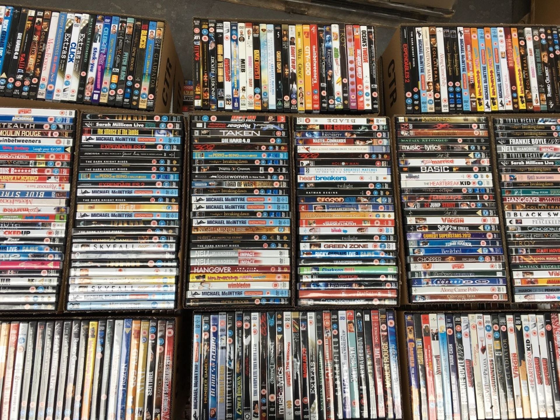 25,000 various dvd's. Some dvd boxsets included. All good titles. No vat.