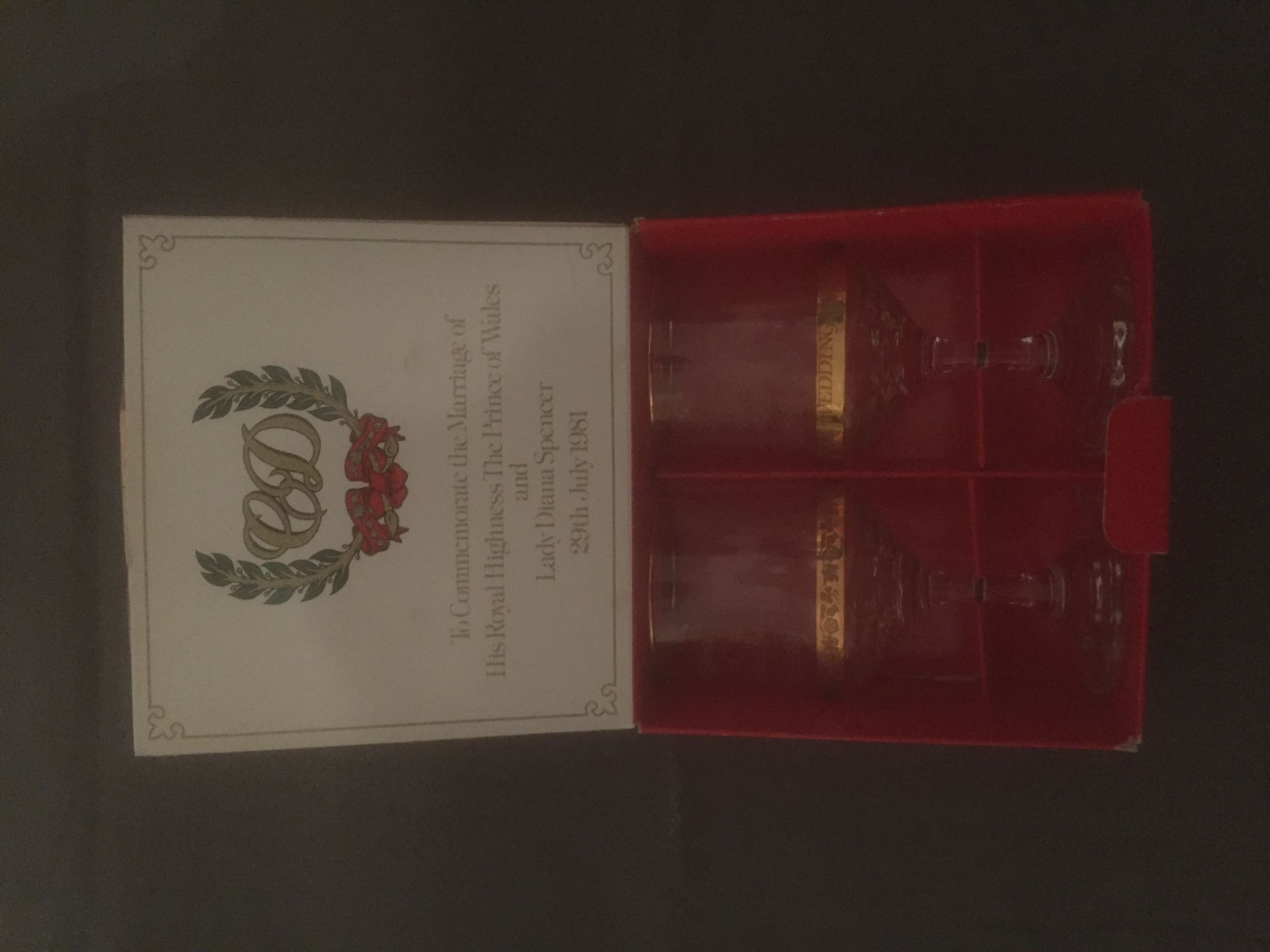 No Reserve ROYAL WEDDING COMMEMORATIVE GOBLETS CHARLES/DIANA - BOXED - NEW