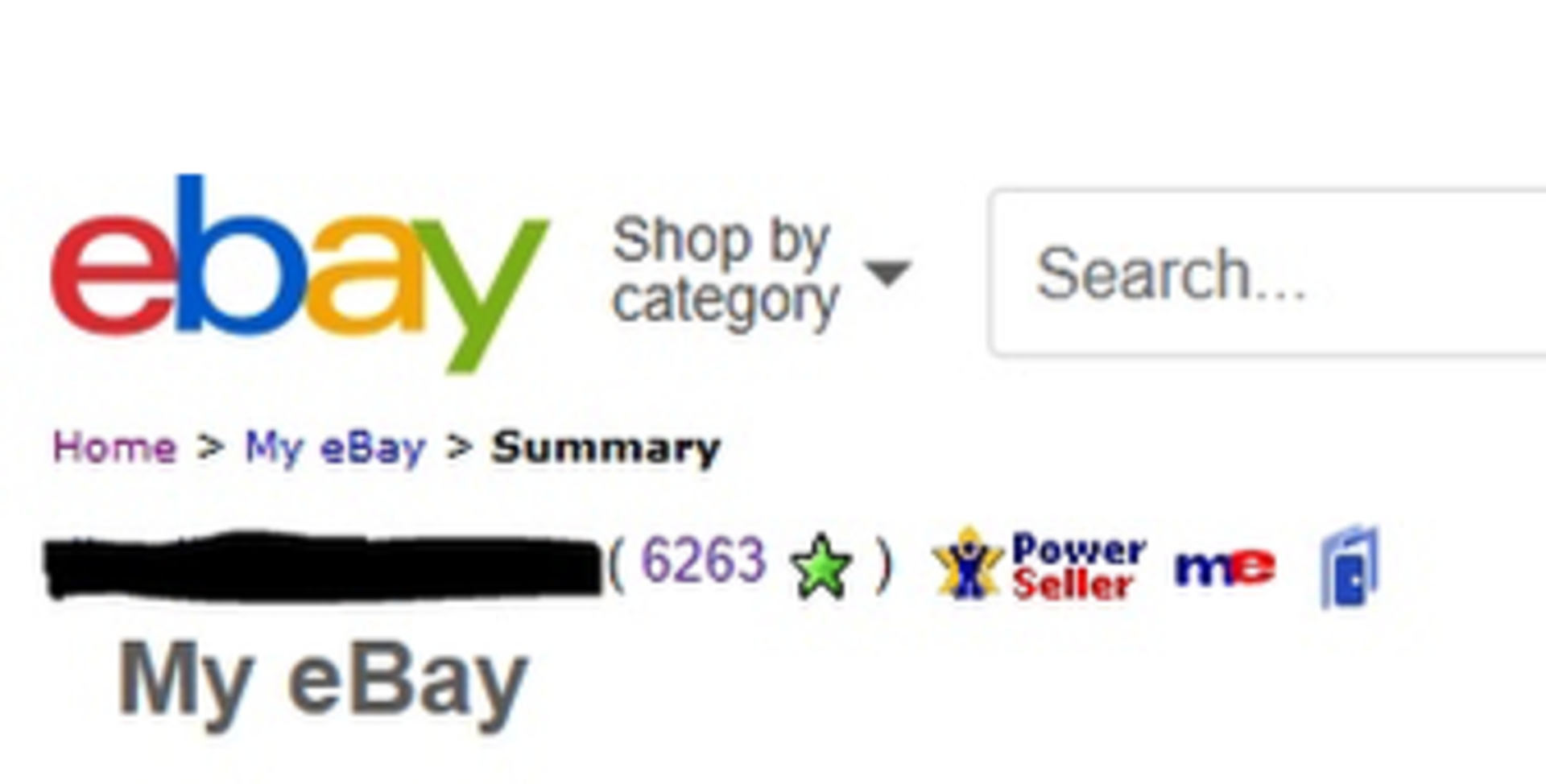 Ebay business account. Feedback score 6263. Top rated status. No selling limits. Established 2007.