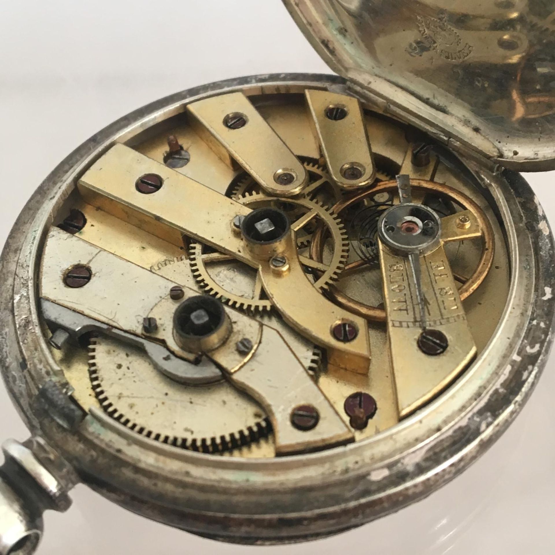 An antique JOHN BENNETT pocket watch for repair, the case marked Fine Silver - Image 5 of 6