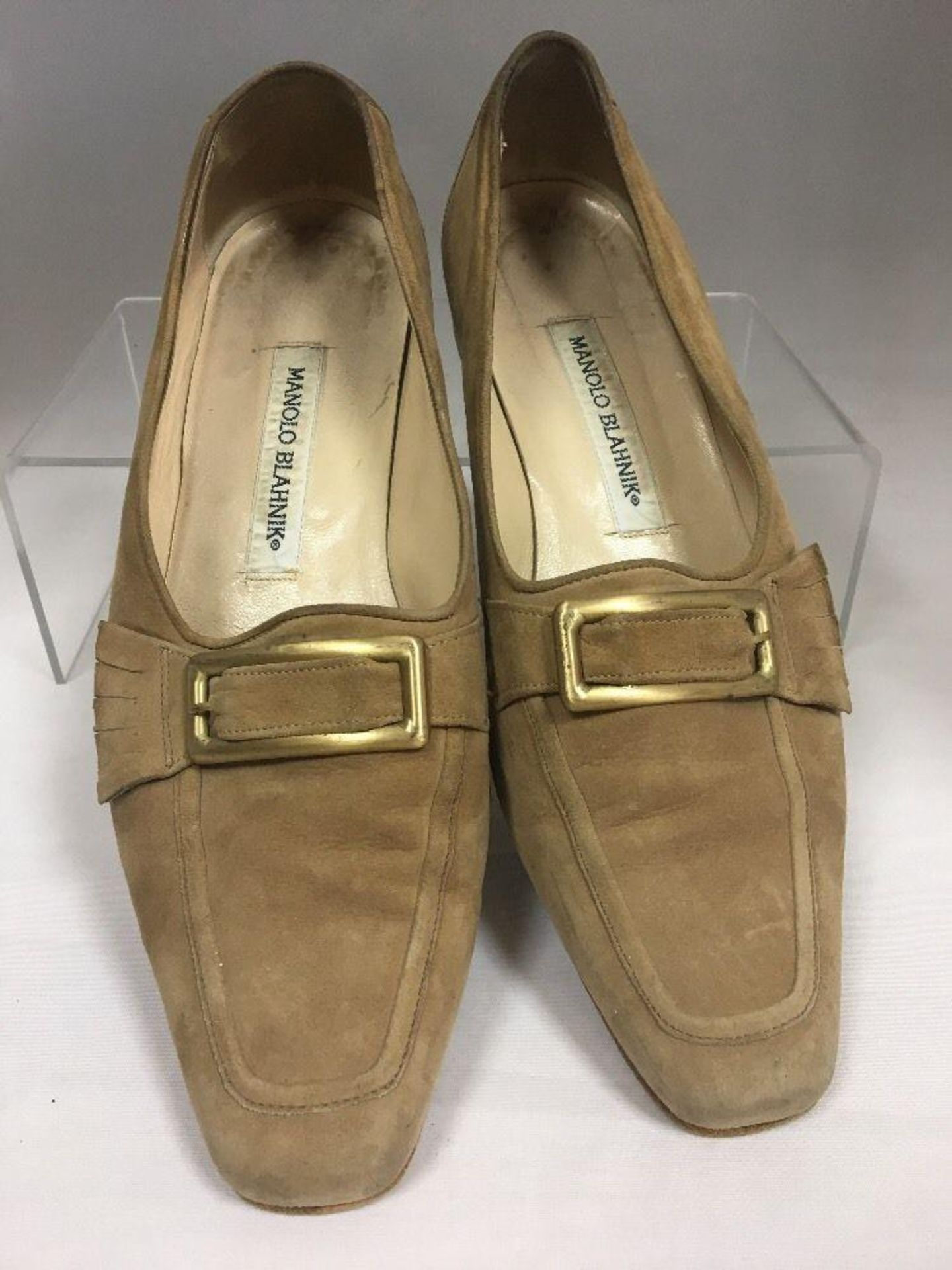 Manolo Blahnik Suede Beige Loafers Flats with Buckle size 38.5 (UK 5)