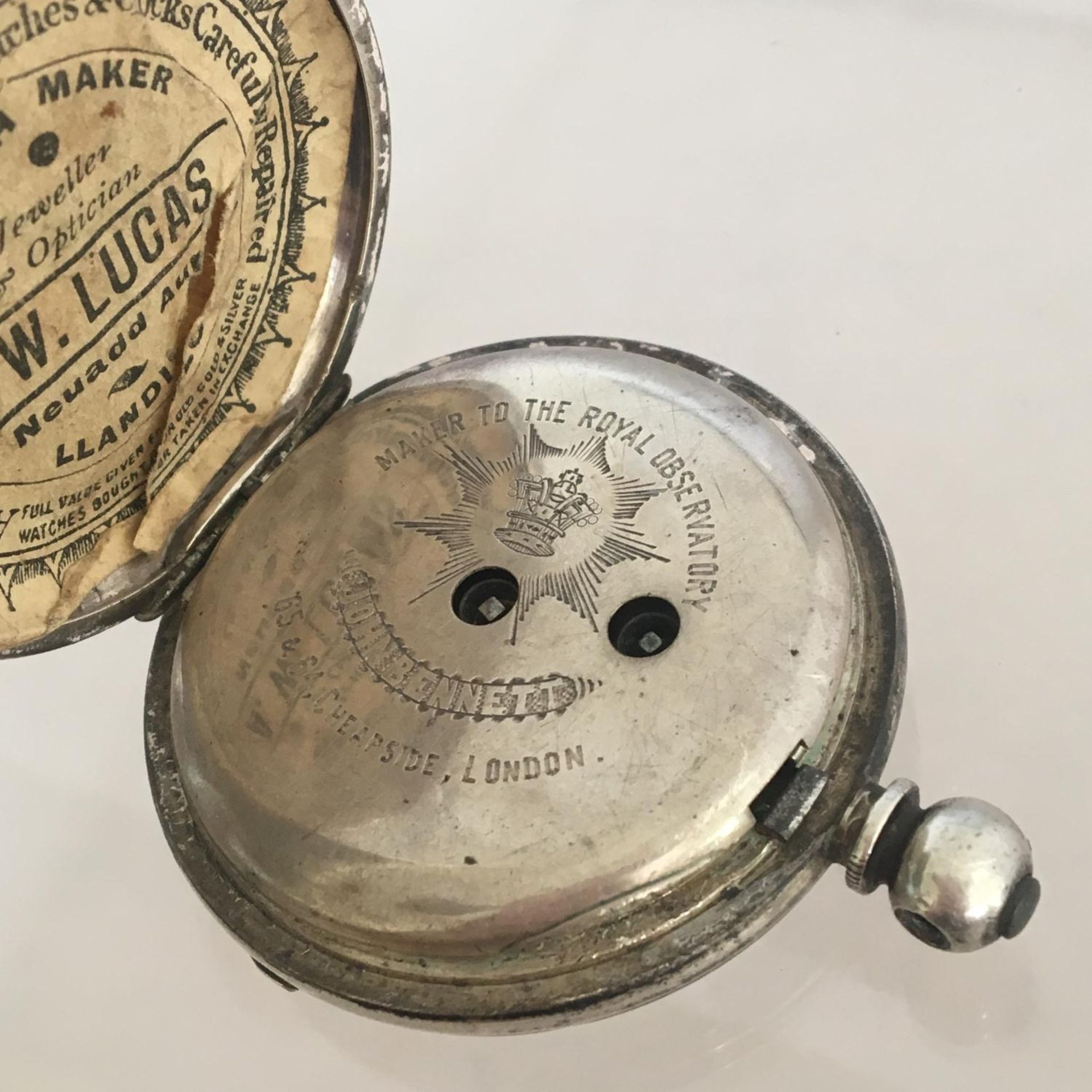 An antique JOHN BENNETT pocket watch for repair, the case marked Fine Silver - Image 2 of 6