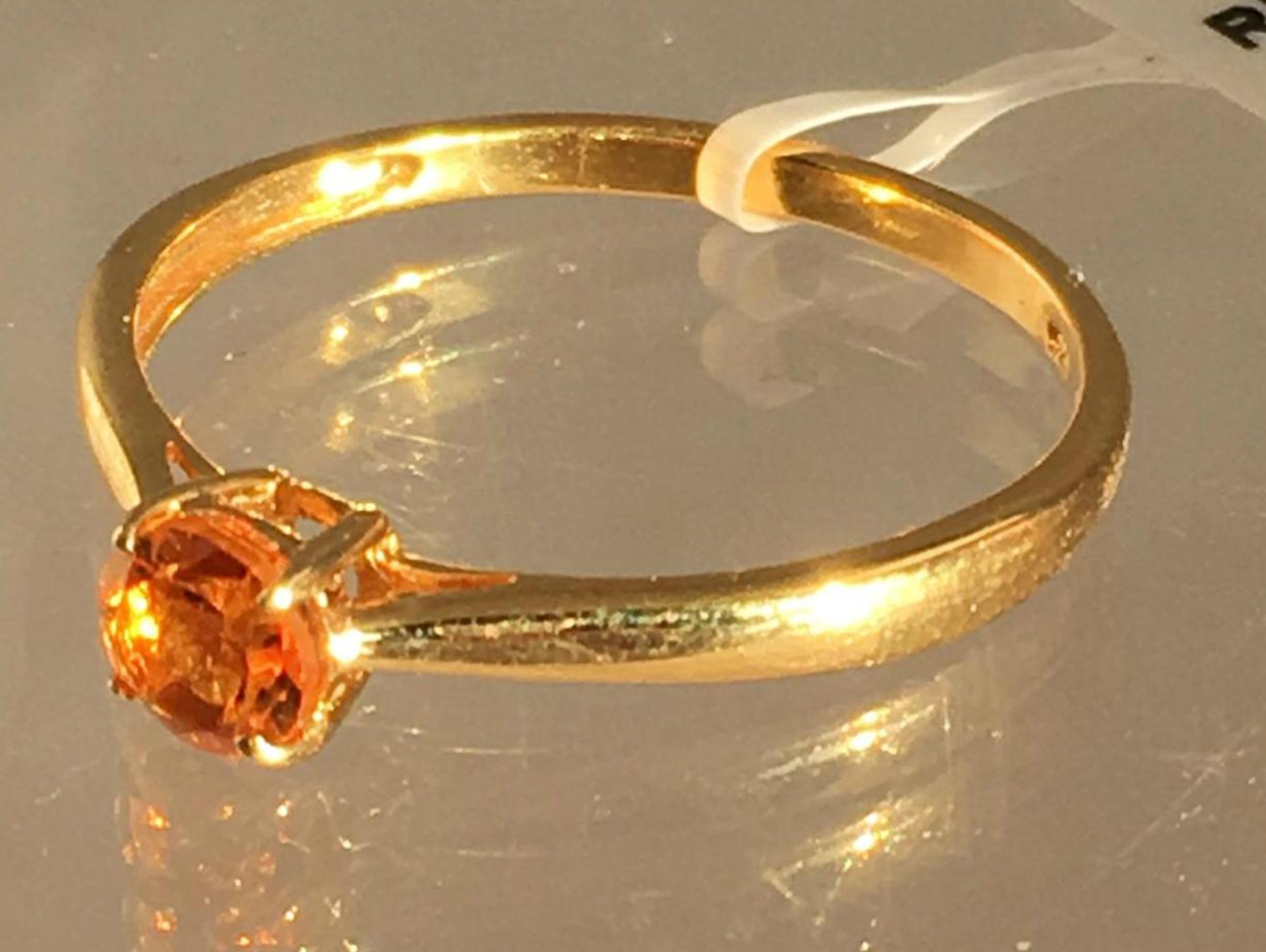 Citrine Solitaire Ring in 14K Gold Over 925 Silver - Size U