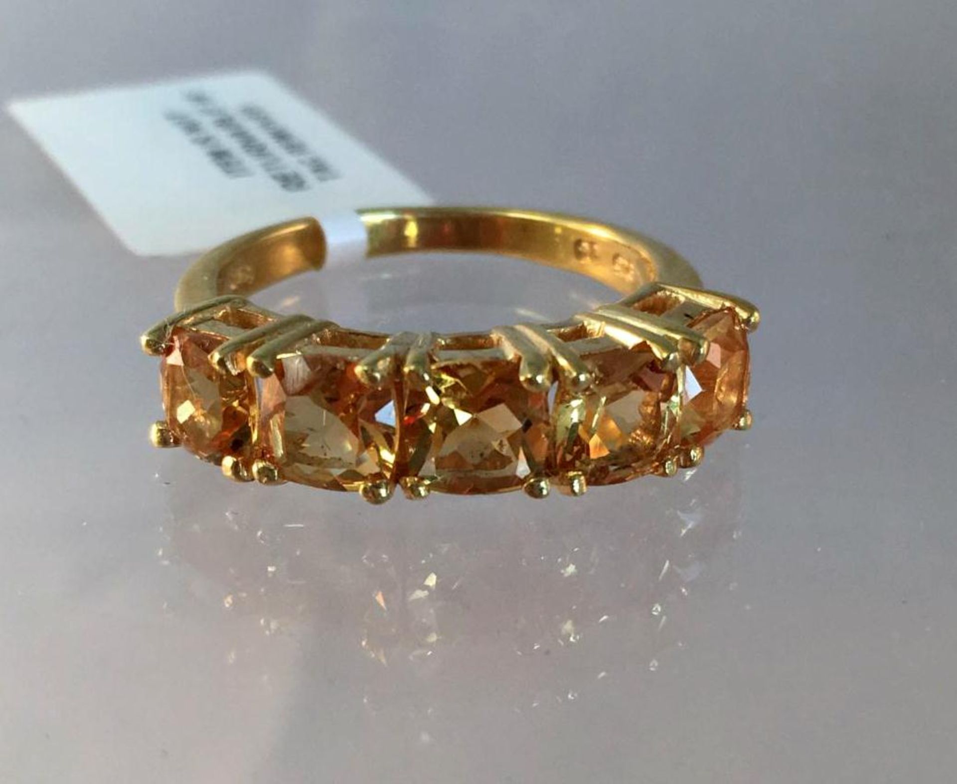 2.5ct Citrine 5 stone ring in 14K Gold Over 925 Silver - Size O