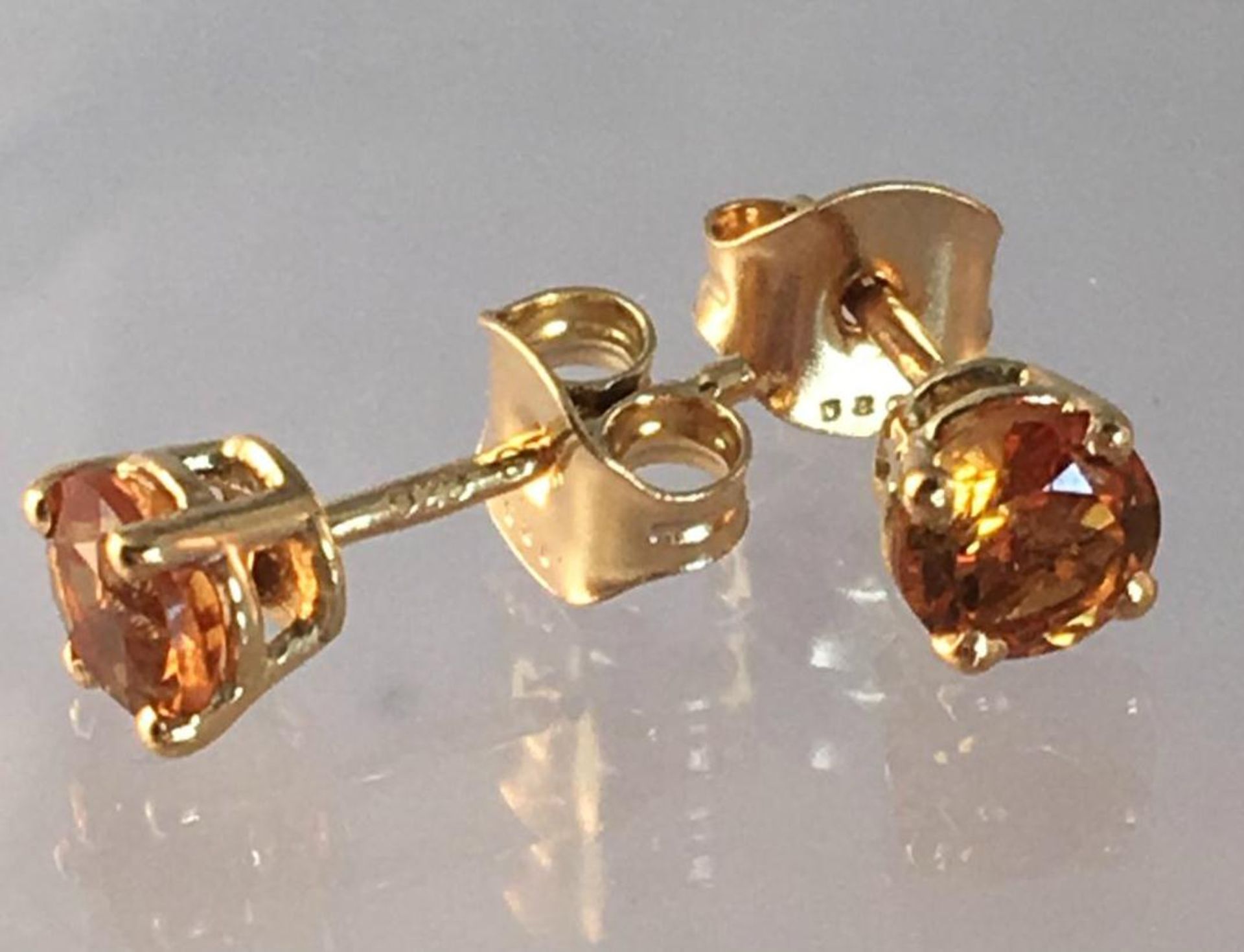 Citrine Solitaire Stud Earrings 14K Gold Over 925 Silver