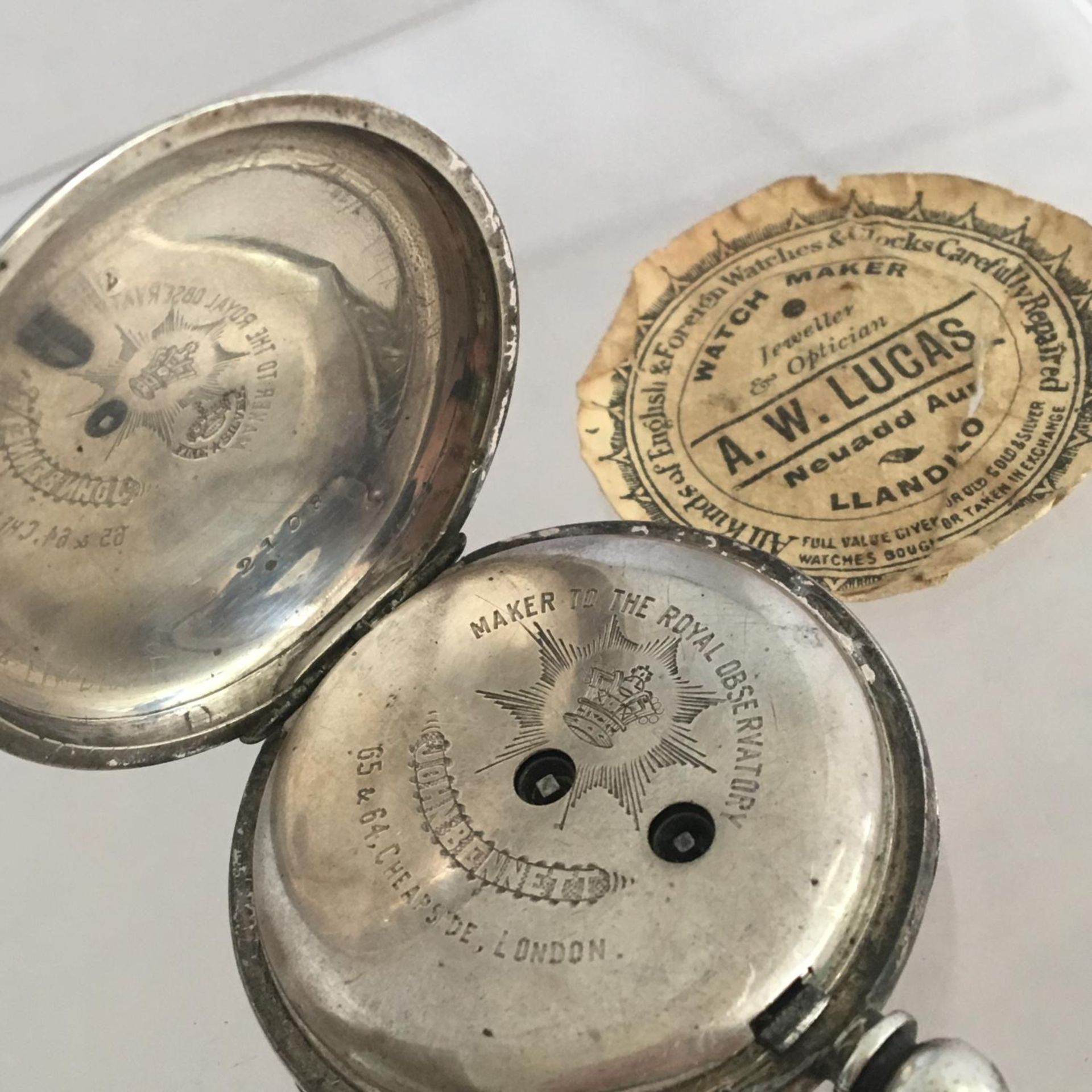 An antique JOHN BENNETT pocket watch for repair, the case marked Fine Silver - Image 3 of 6
