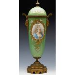 ANTIQUE FRENCH SEVRES MARK ORMOLU PORTRAIT VASE 19TH C.