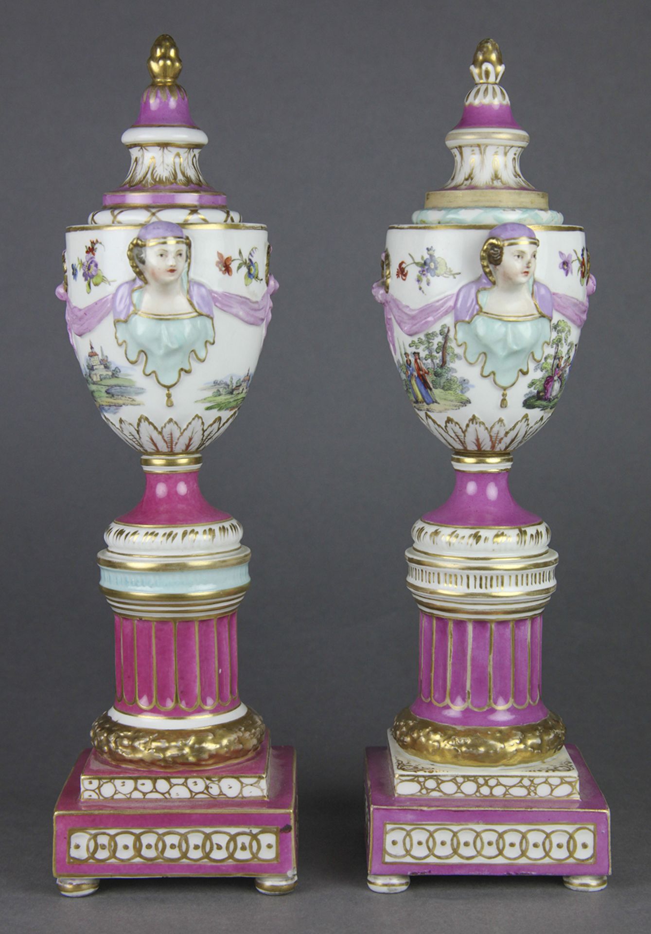 PAIR ANTIQUE BERLIN URN SHAPED CANDLESTICKS 19th C. - Image 3 of 11