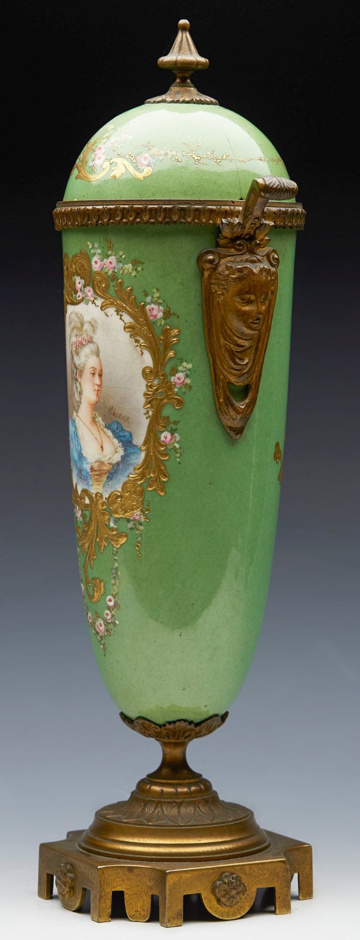 ANTIQUE FRENCH SEVRES MARK ORMOLU PORTRAIT VASE 19TH C. - Image 6 of 14