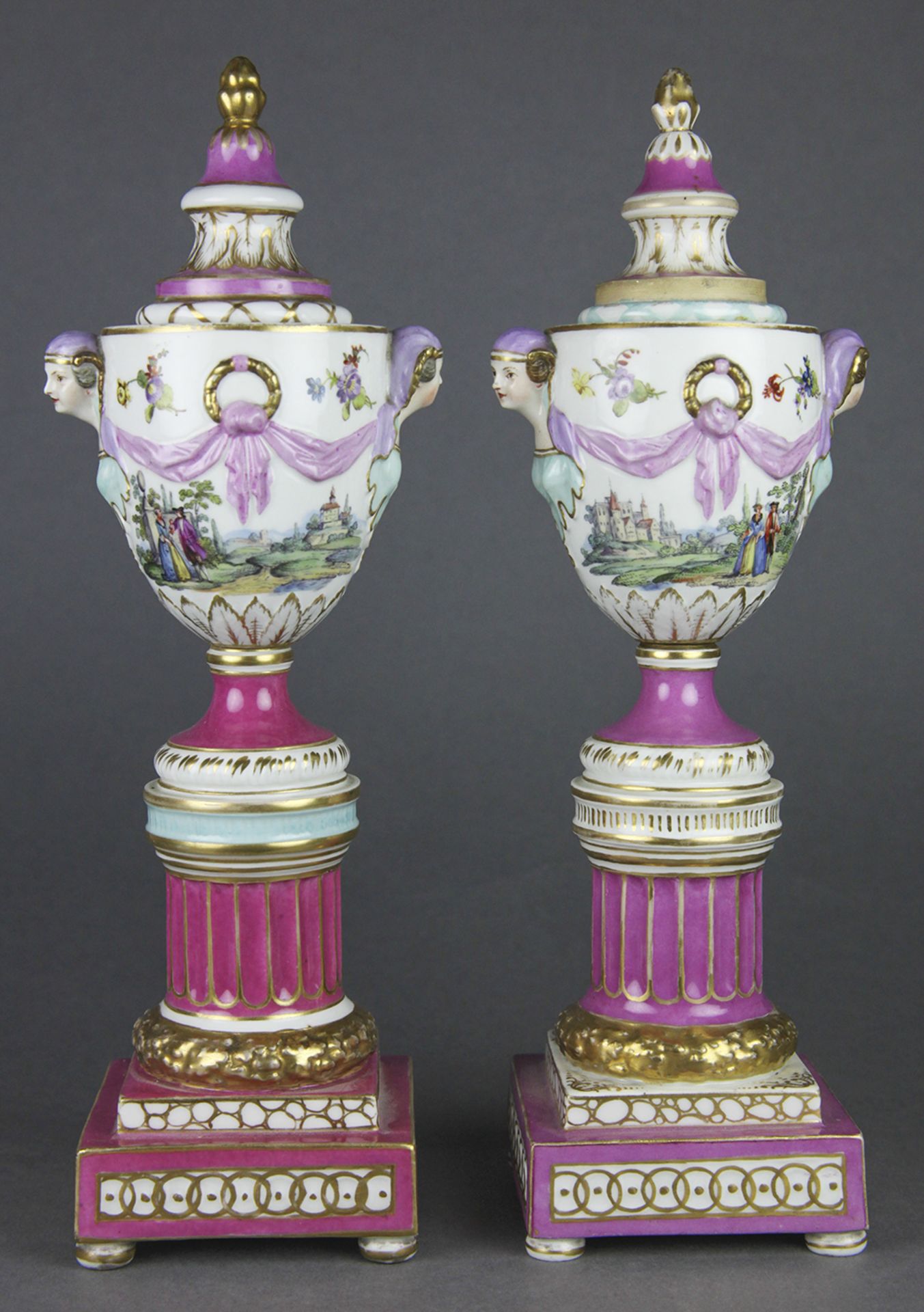 PAIR ANTIQUE BERLIN URN SHAPED CANDLESTICKS 19th C. - Image 2 of 11