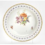 ANTIQUE GERMAN FURSTENBURG RETICULATED FLORAL PLATE C.1770