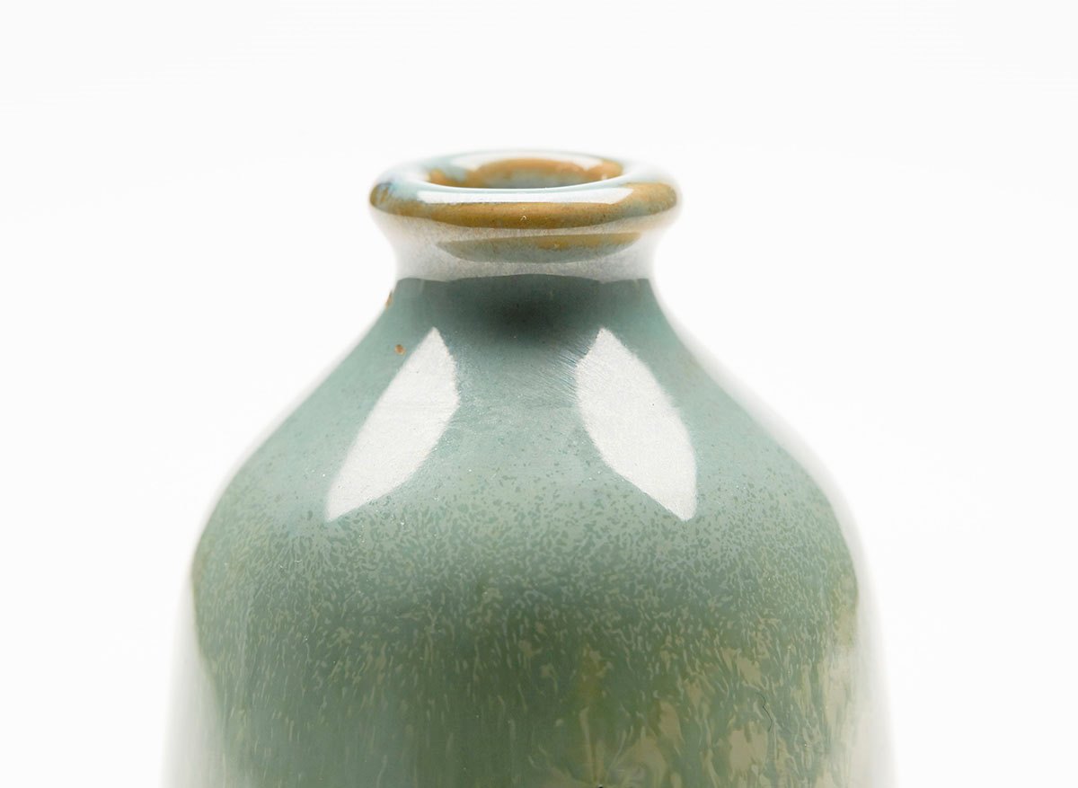 VINTAGE MINIATURE BLUE & GREEN DRIP GLAZE ART VASE 20TH C. - Image 2 of 5