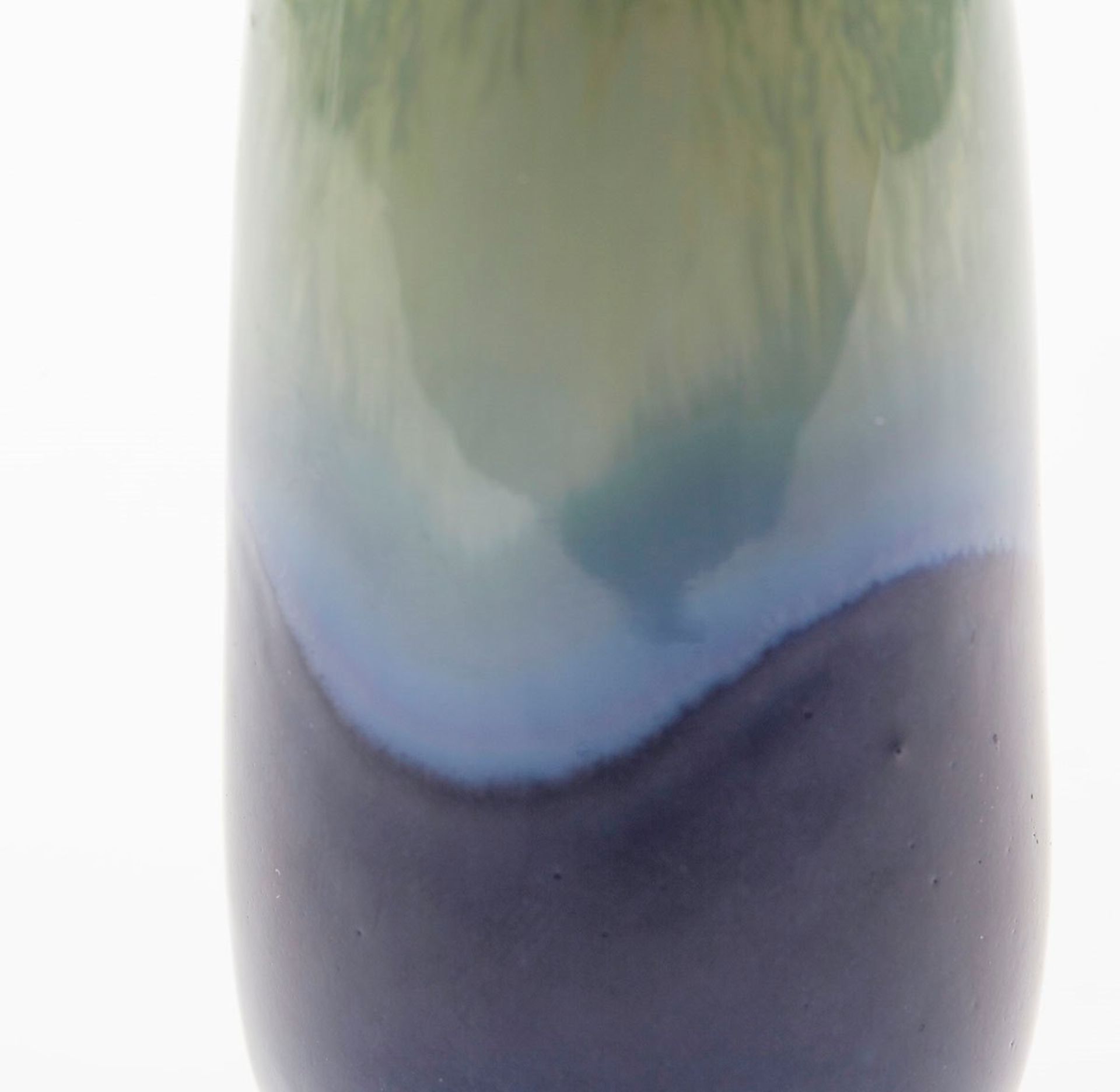 VINTAGE MINIATURE BLUE & GREEN DRIP GLAZE ART VASE 20TH C. - Image 4 of 5