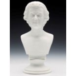 FINE ANTIQUE CONTINENTAL PARIAN BUST OF MOZART 19/20TH C.