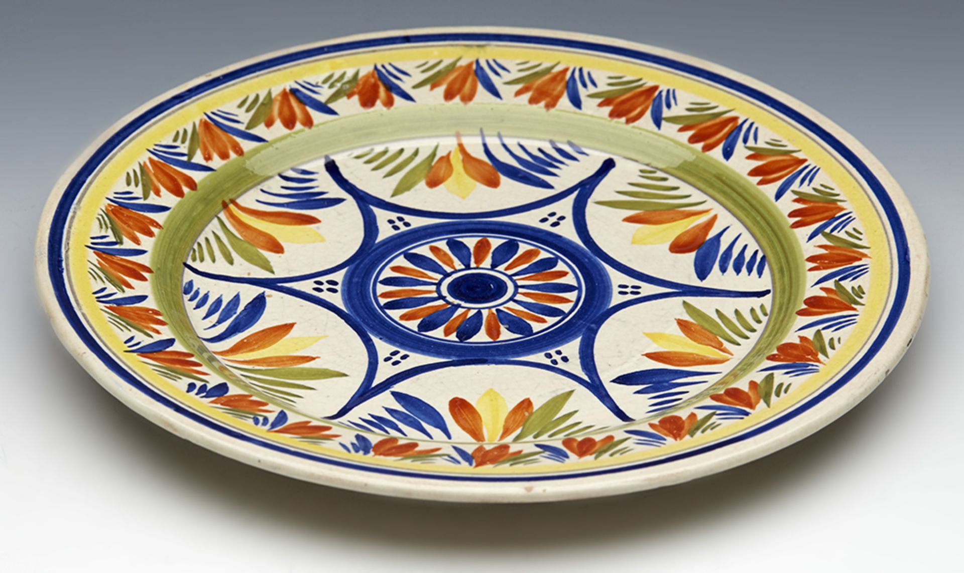 HENRIOT QUIMPER FAIENCE GEOMETRIC PATTERNED PLATE C.1925 - Image 7 of 7