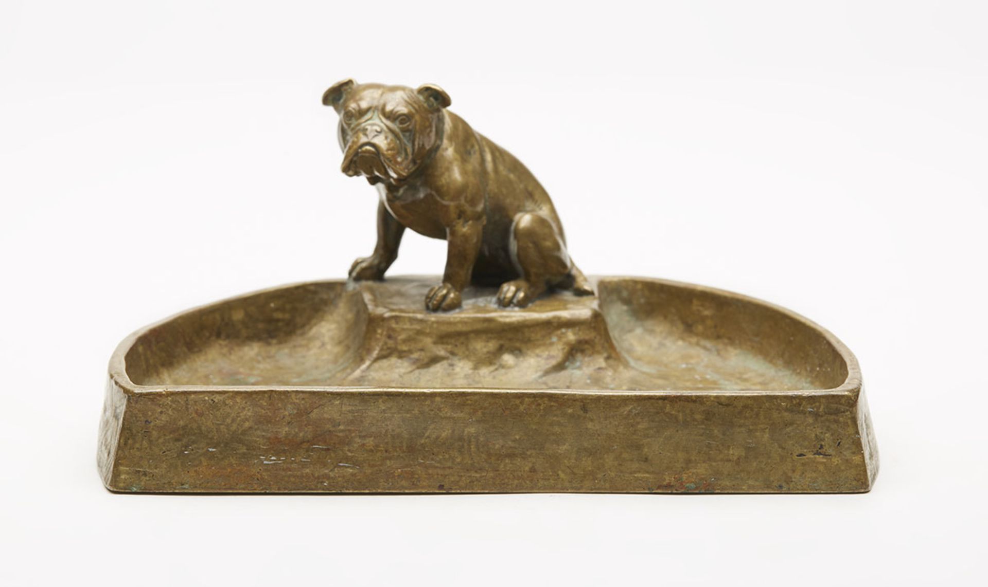 AUSTRIAN ART NOUVEAU BRONZE BULLDOG CARD TRAY c.1900