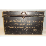 Large Victorian Document Secure Storage Transit Box Marked To H.M. Inspector Of Constabulary