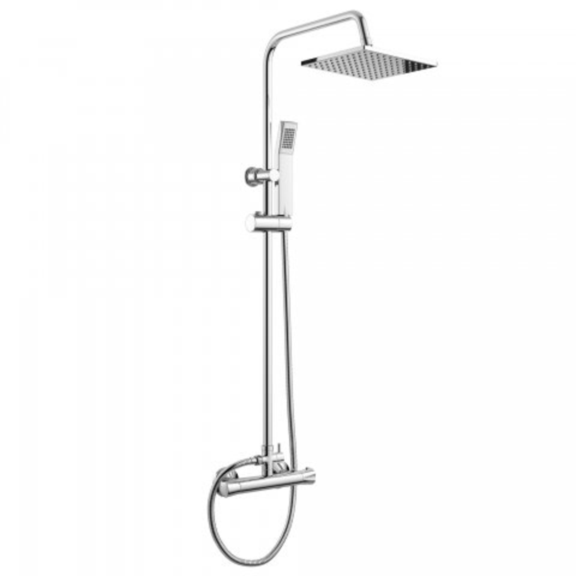 (M19) 200mm Square Head Thermostatic Exposed Shower Kit & Hand Held. RRP £249.99. Simplistic Style - Image 4 of 4