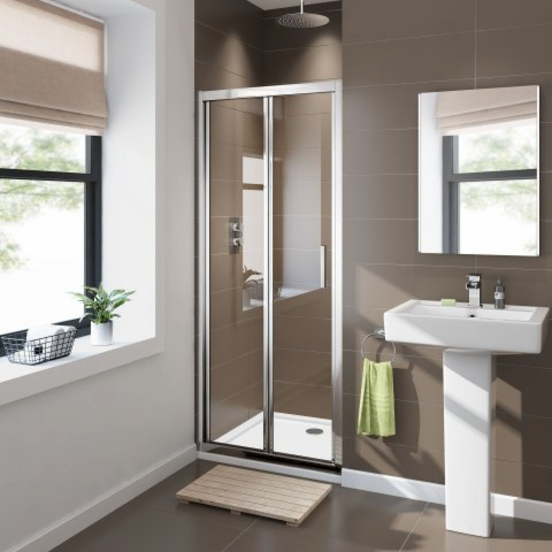 (M28) 800mm - 6mm - Elements EasyClean Bifold Shower Door. RRP £299.99. Do you have an awkward - Image 3 of 4