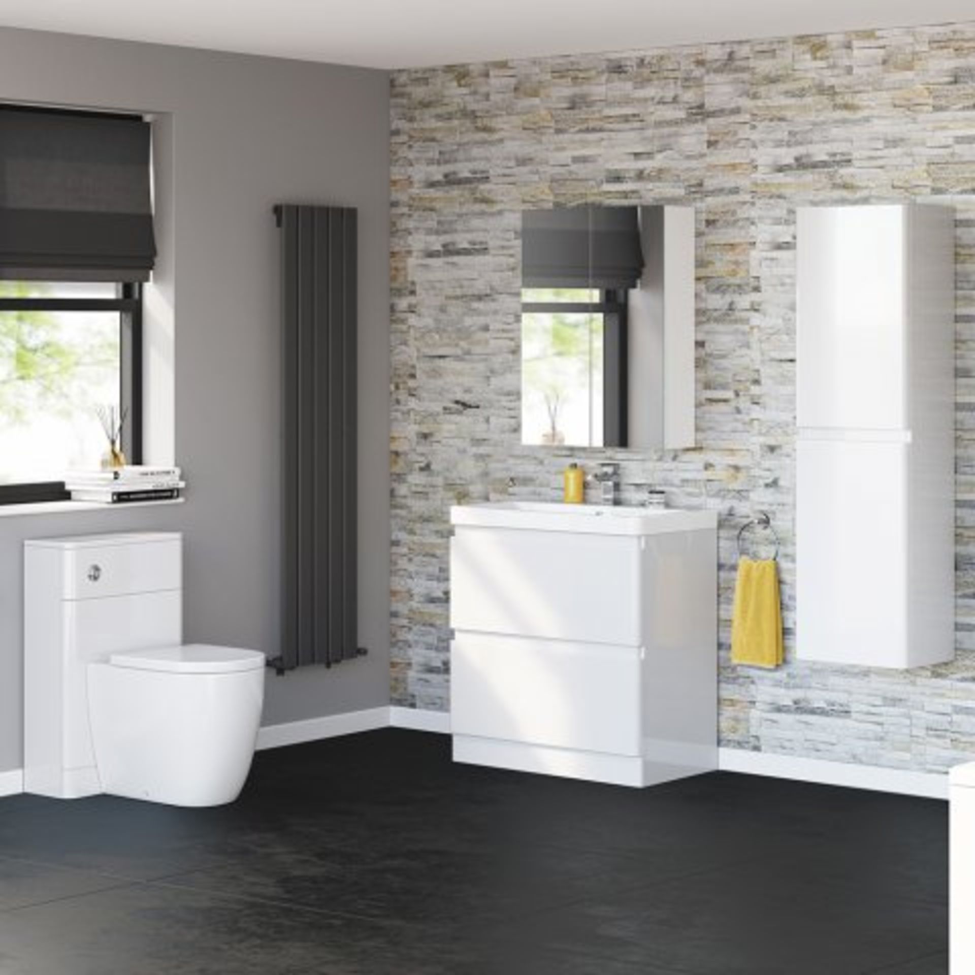 (M5) 800mm Denver II Gloss White Built In Basin Drawer Unit - Floor Standing. RRP £624.99. COMES - Image 3 of 5