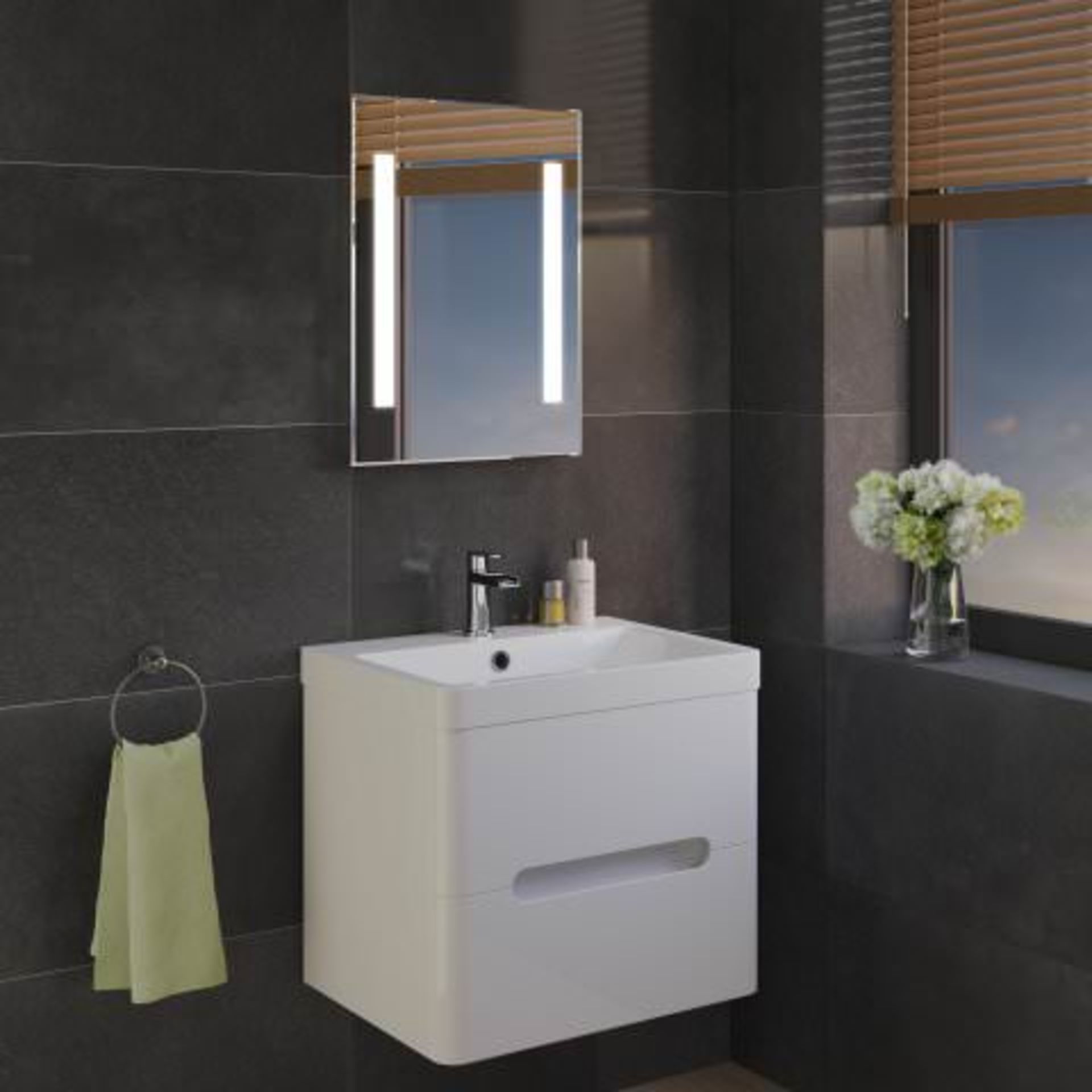 (M22) 450x600mm Omega Illuminated LED Mirror. RRP £249.99. Rectangular mirror with smart edges, - Image 3 of 3