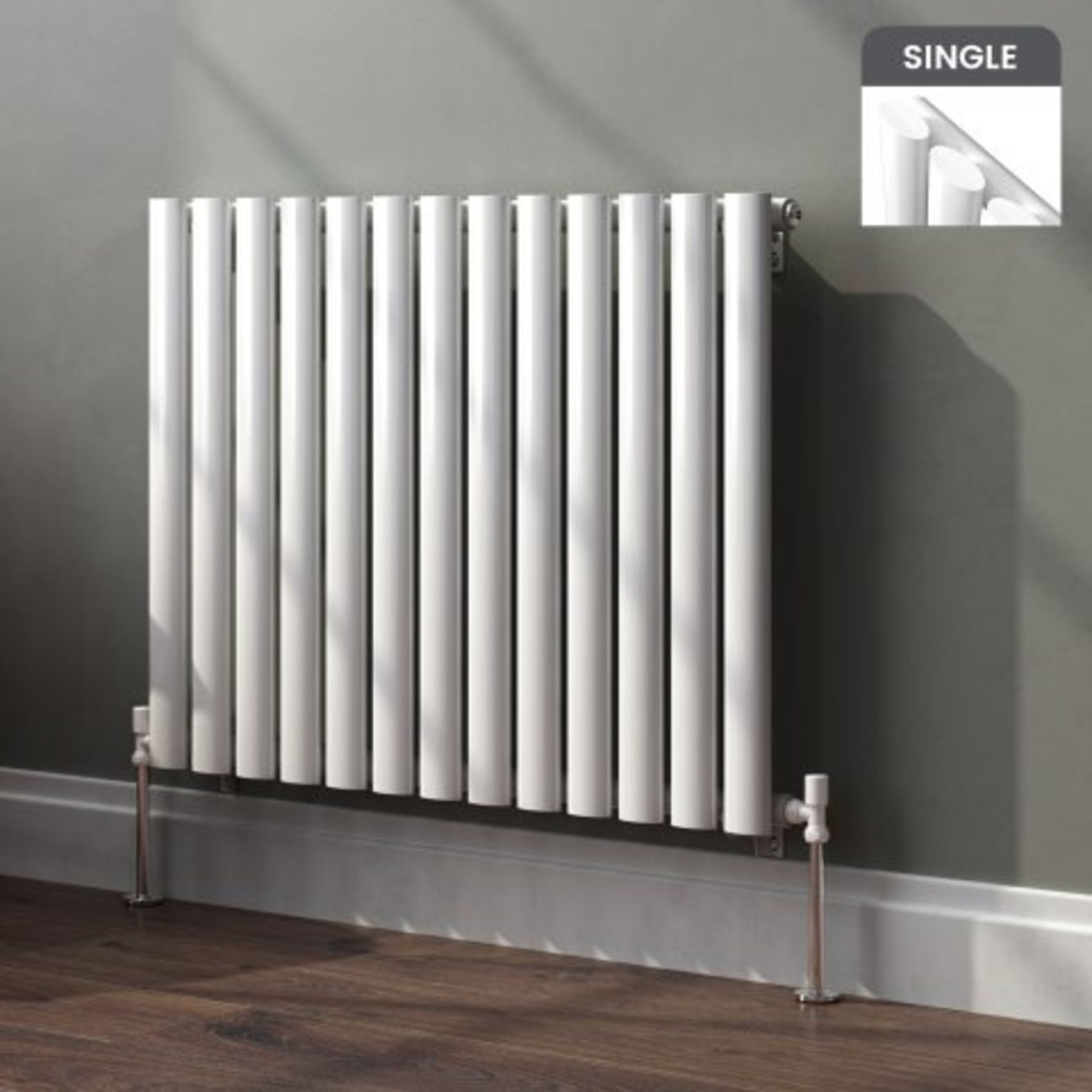 (M17) 600x780mm Gloss White Single Panel Oval Tube Horizontal Radiator - Huntington Finest. RRP £