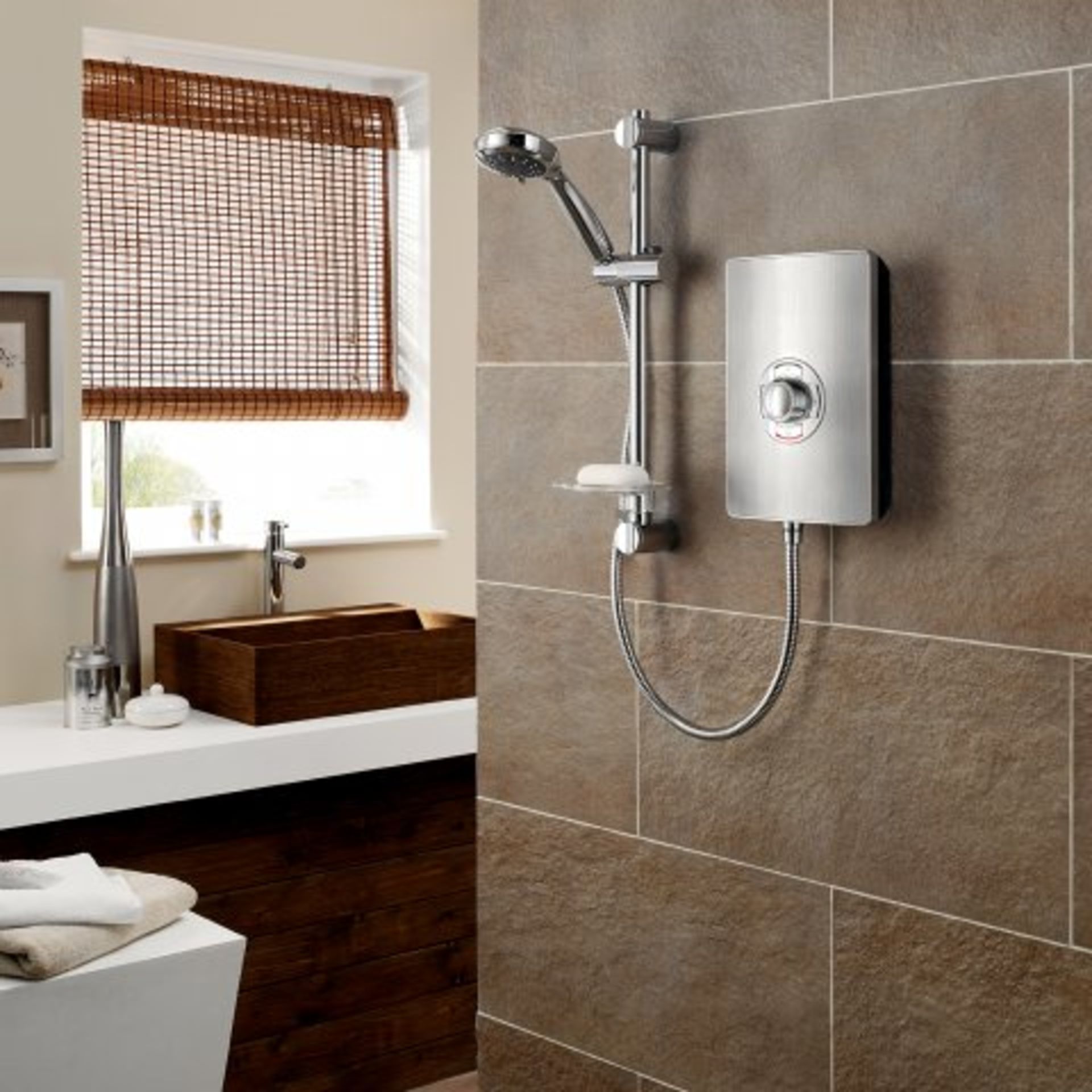 (M25) Triton Aspirante Brushed Steel Electric Shower 8.5kW. RRP £349.99. These sleek electric - Image 3 of 4