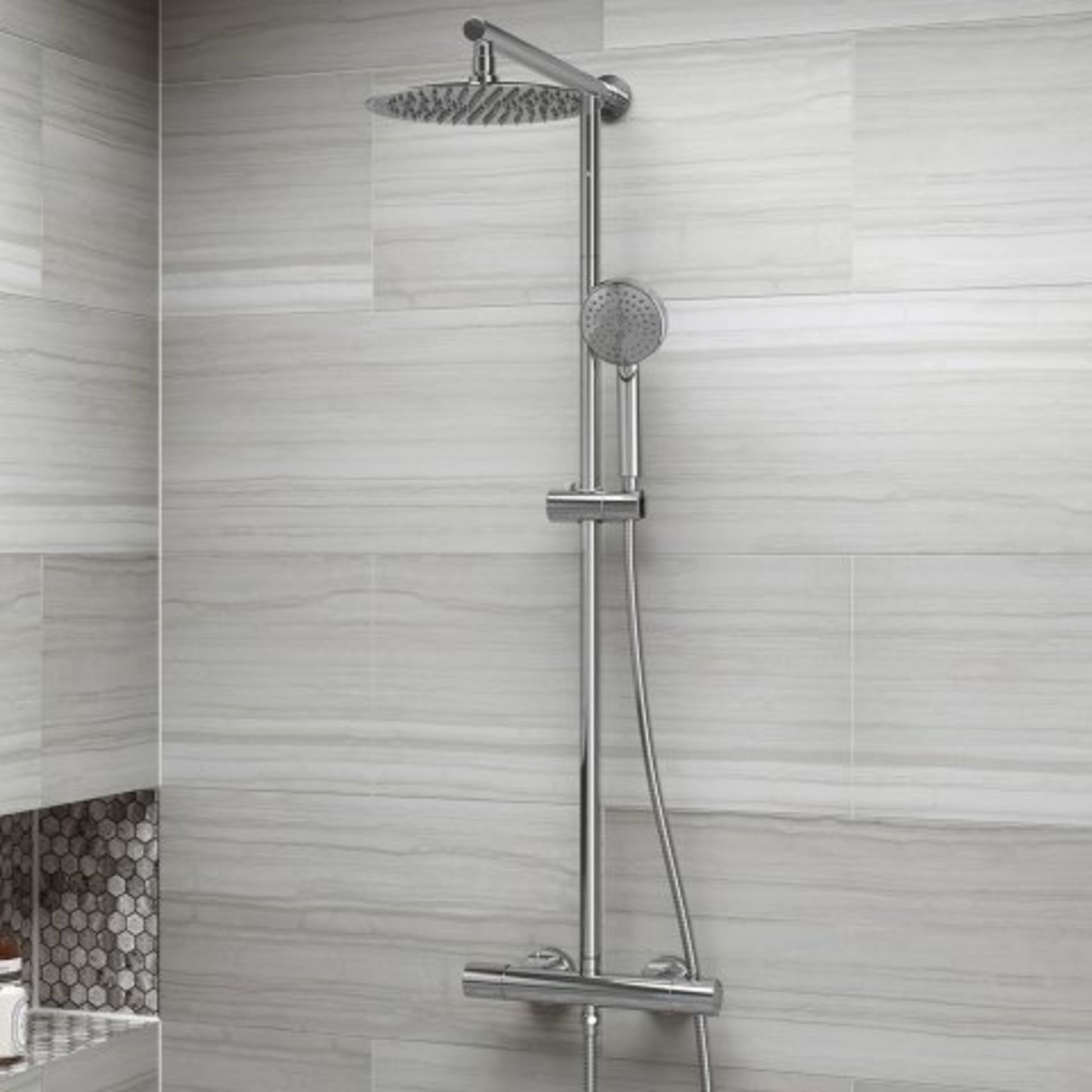 (M20) 250mm Large Round Head Thermostatic Exposed Shower Kit & Handheld. RRP £299.99. Designer Style - Image 2 of 5