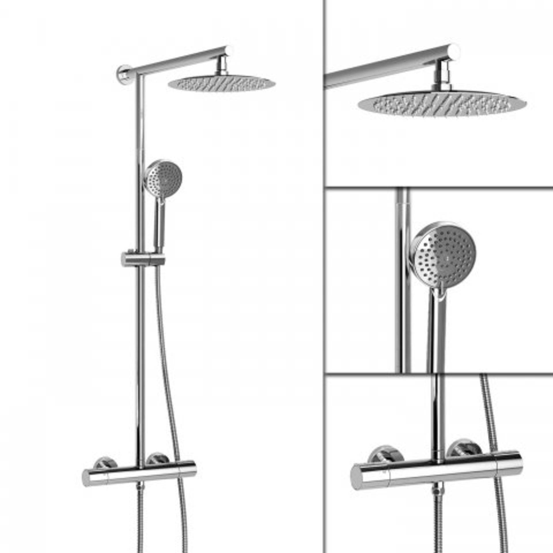 (M20) 250mm Large Round Head Thermostatic Exposed Shower Kit & Handheld. RRP £299.99. Designer Style - Image 5 of 5