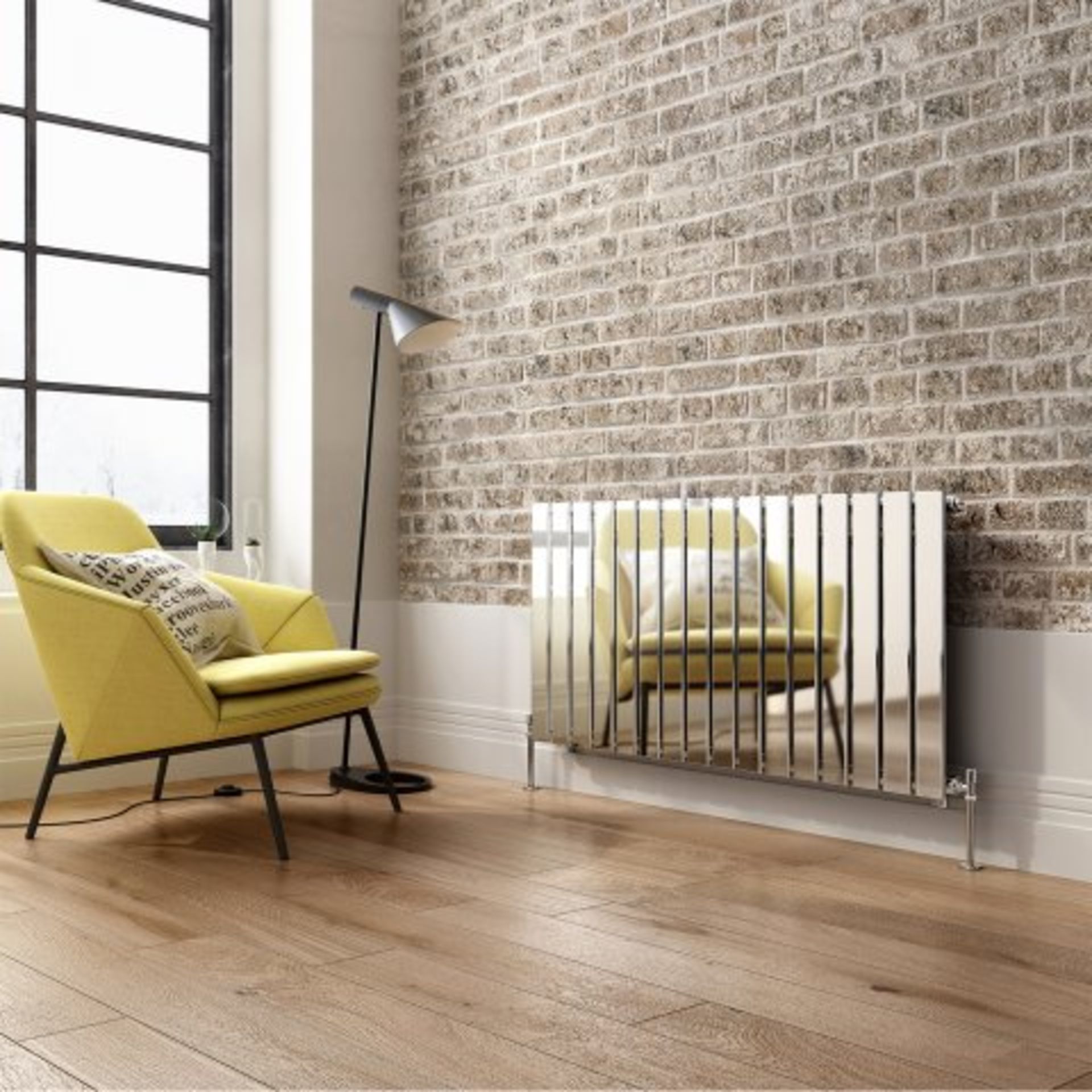 (M53) 600x1210mm Chrome Single Flat Panel Horizontal Radiator - Hayes Premium. RRP £431.99. Designer - Image 3 of 4