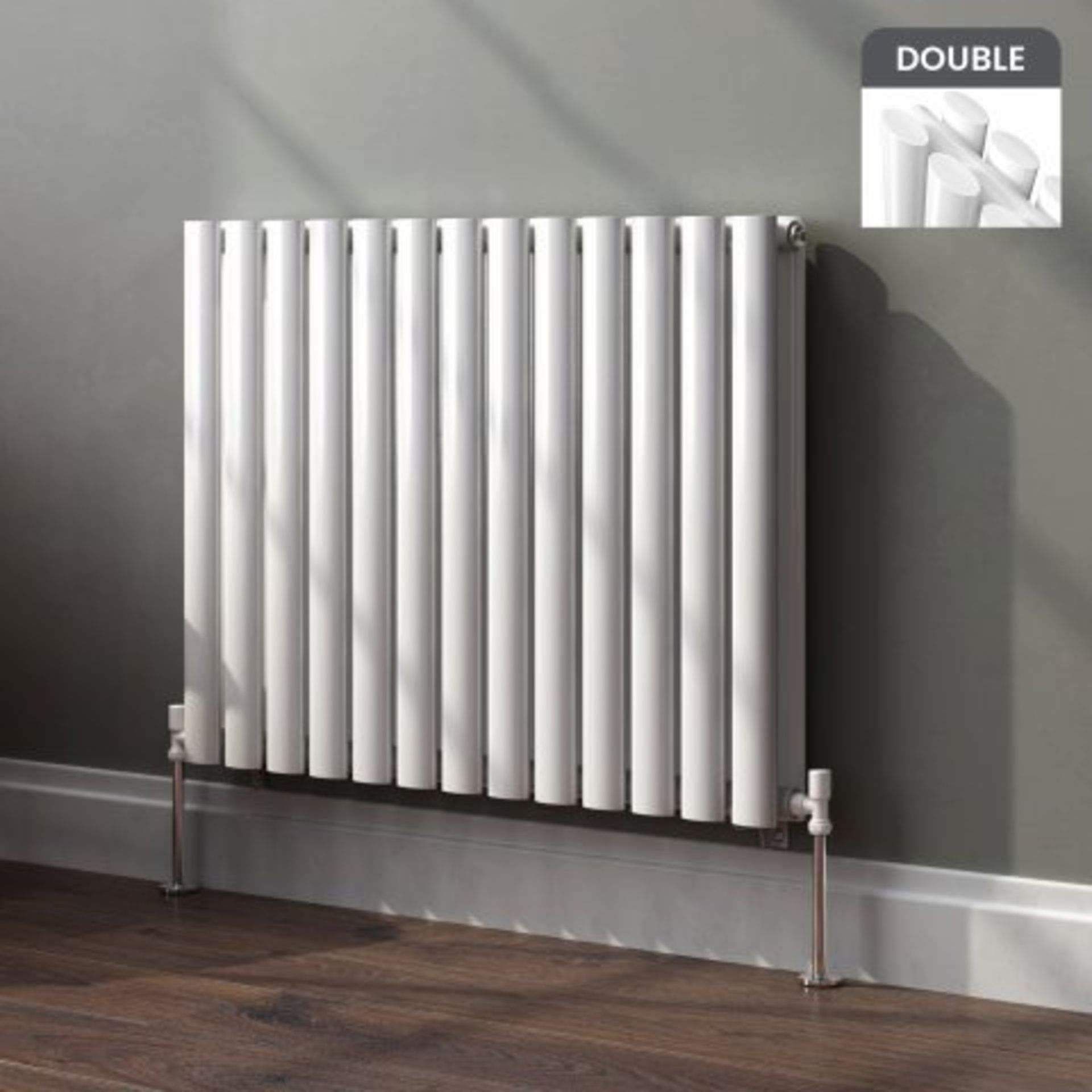 (M16) 600x780mm Gloss White Double Panel Oval Tube Horizontal Radiator - Huntington Finest. RRP £