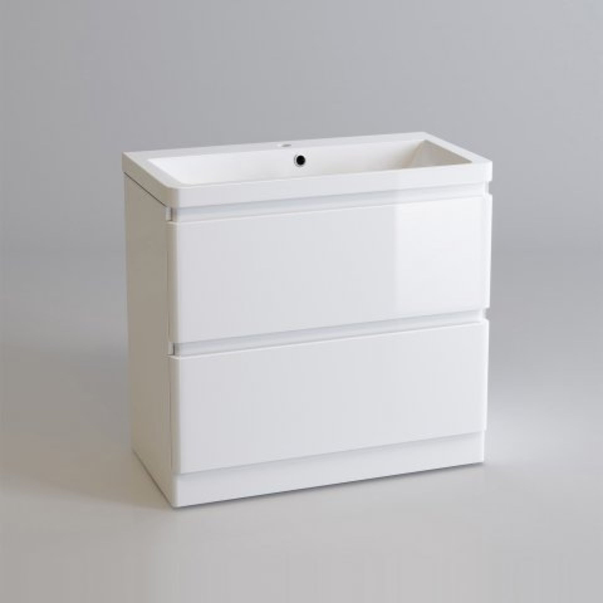 (M5) 800mm Denver II Gloss White Built In Basin Drawer Unit - Floor Standing. RRP £624.99. COMES - Image 4 of 5