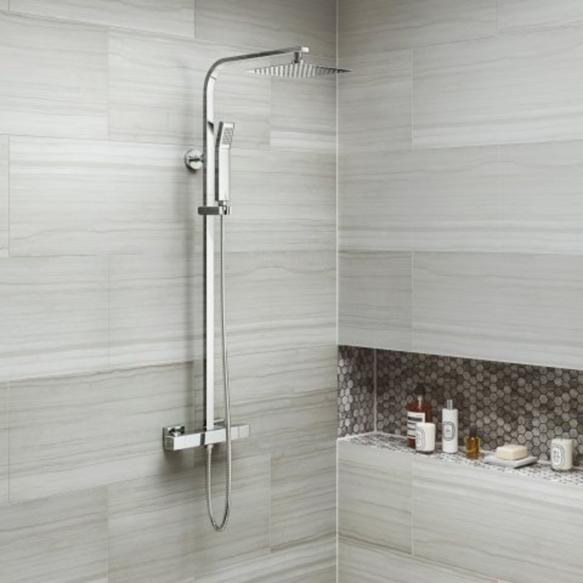 (M18) 200mm Square Head Thermostatic Exposed Shower Kit. RRP £349.99. Designer Style Our - Image 3 of 6