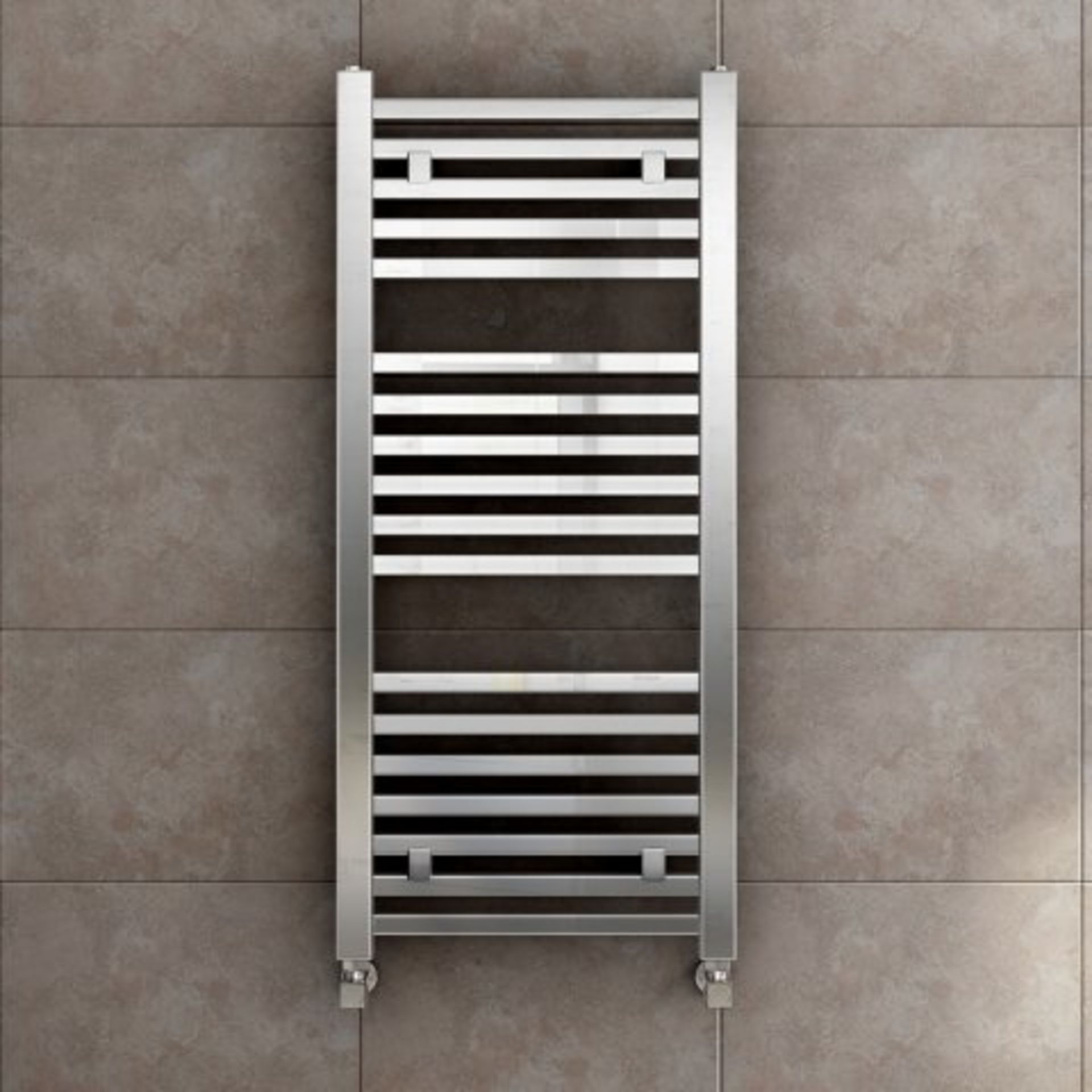 (M12) 1000x450mm Chrome Square Rail Ladder Towel Radiator - Virginia Premium. RRP £169.19. Our - Image 2 of 5