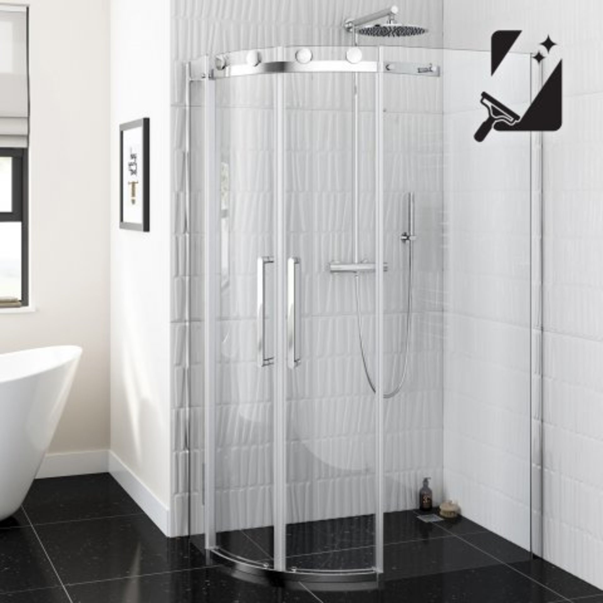 (M26) 1200x900mm - 8mm - Designer Frameless EasyClean Offset Quadrant Shower Enclosure - Reversible.