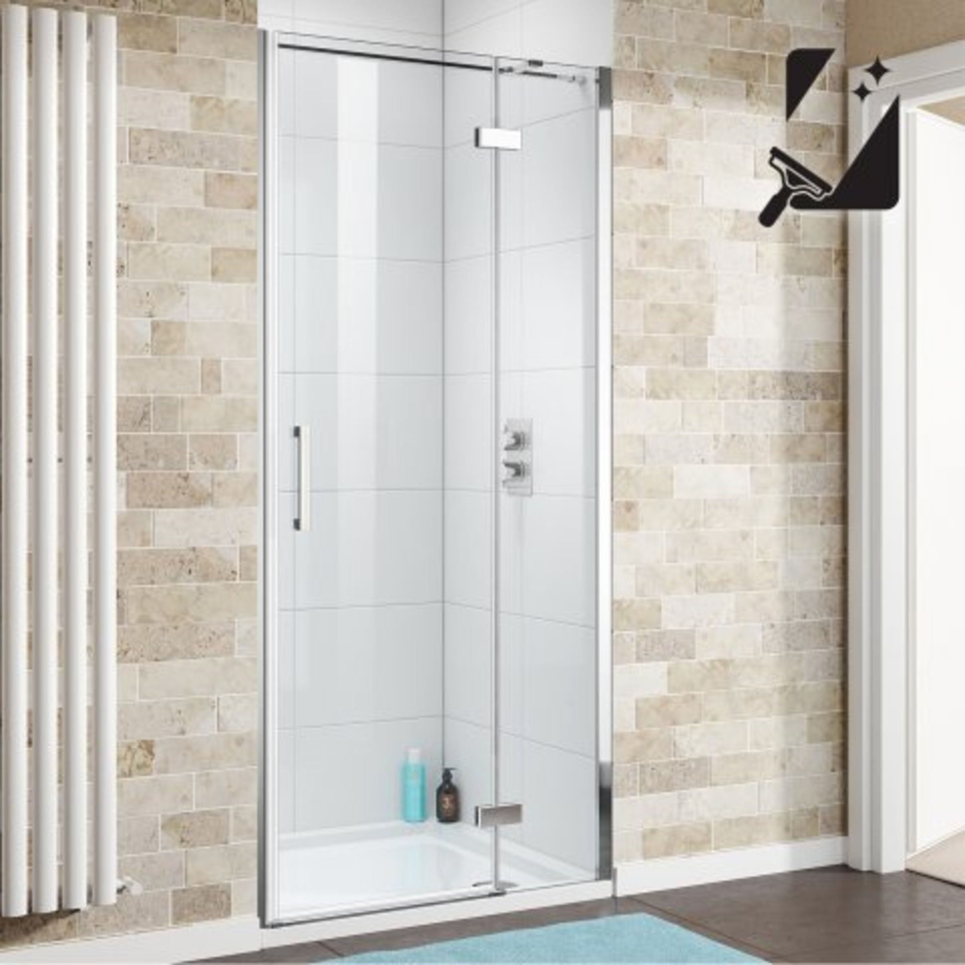 (M27) 800mm - 8mm - Premium EasyClean Hinged Shower Door. RRP £499.99. Marrying function with the