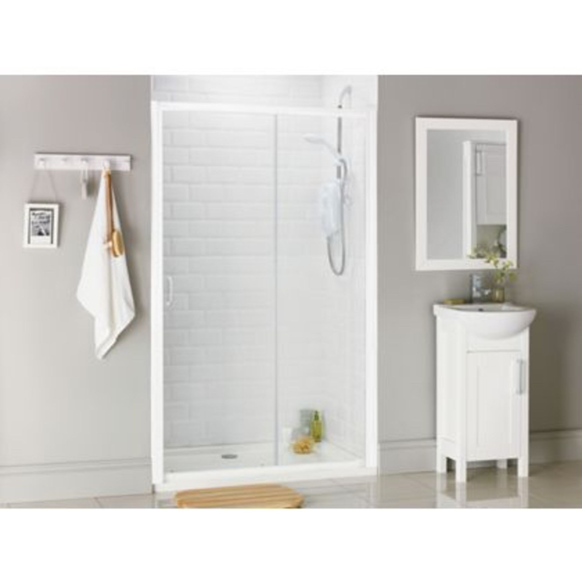 (AAA145) Aqualux Crystal Slider Recess Shower Enclosure - 1000mm. RRP £238.99. Brand New & Sealed.
