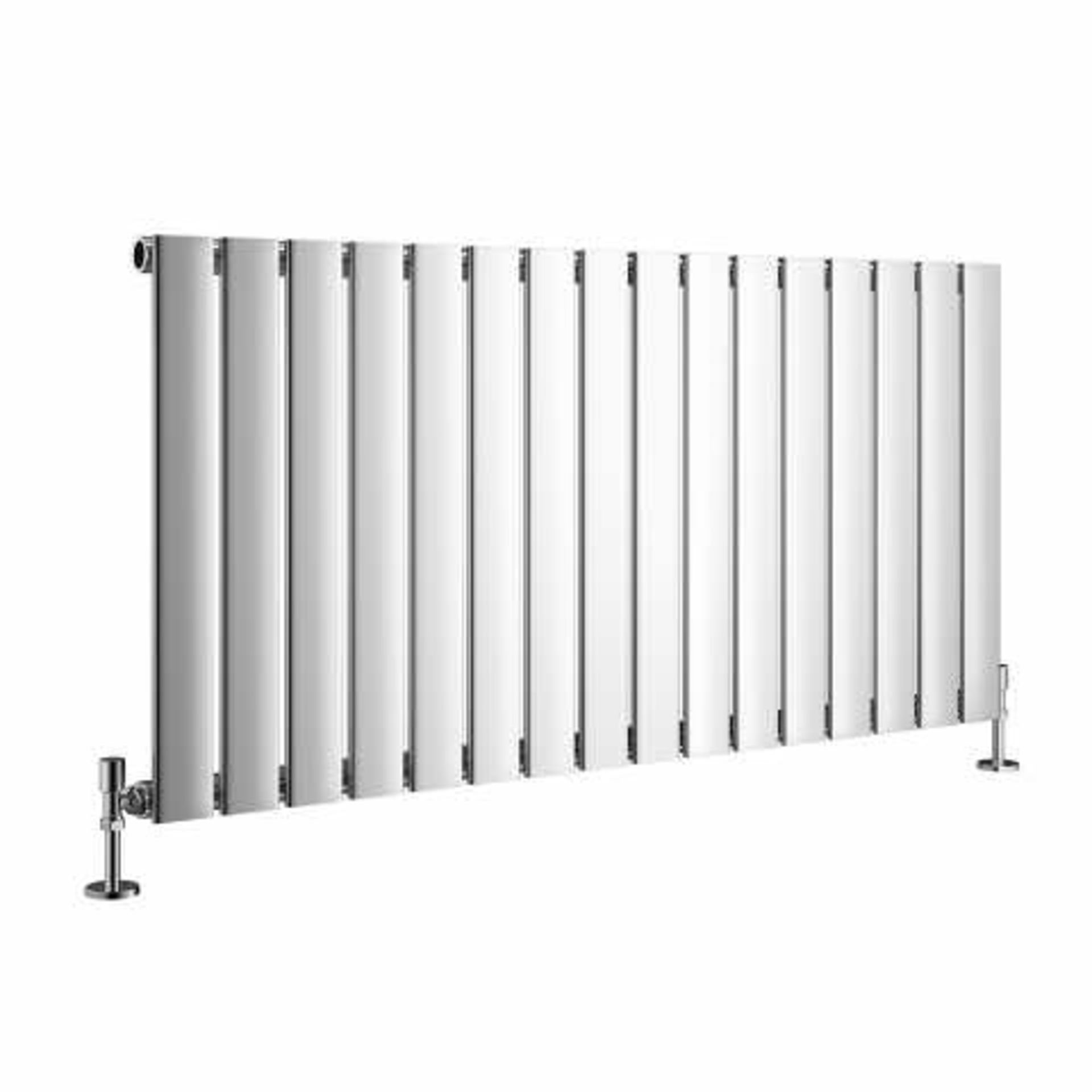 (M53) 600x1210mm Chrome Single Flat Panel Horizontal Radiator - Hayes Premium. RRP £431.99. Designer - Image 4 of 4