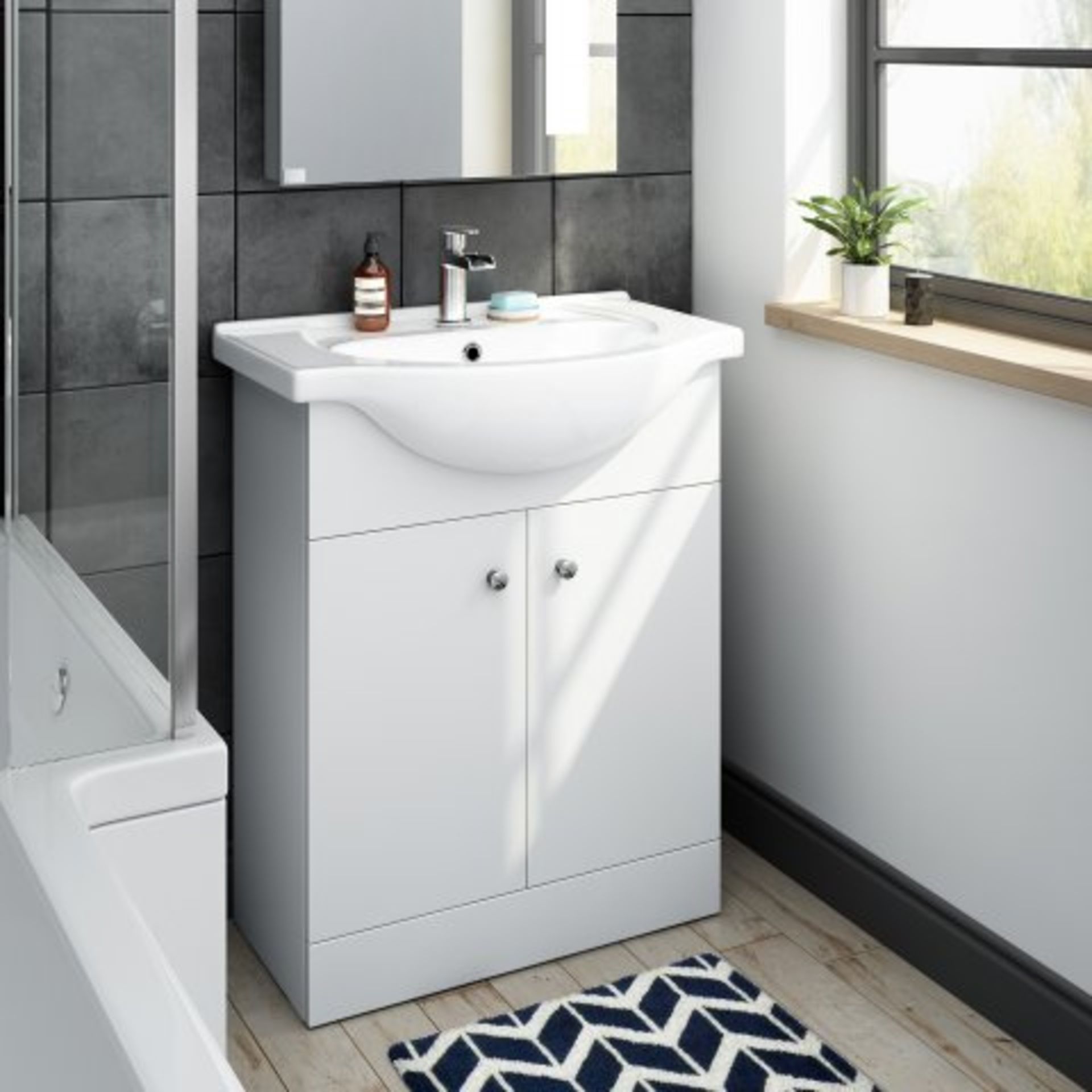 (M6) 650mm Blanc Matte White Basin Cabinet. COMES COMPLETE WITH BASIN. This stylish bathroom - Image 2 of 4