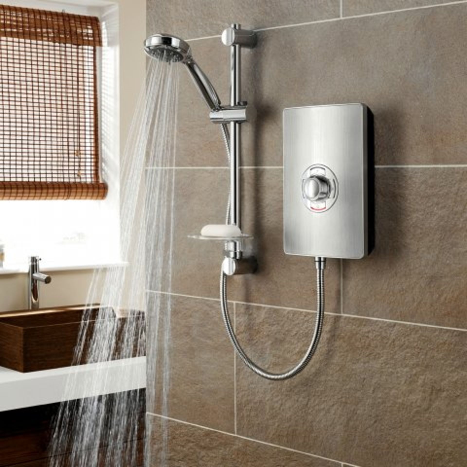 (M25) Triton Aspirante Brushed Steel Electric Shower 8.5kW. RRP £349.99. These sleek electric - Image 2 of 4