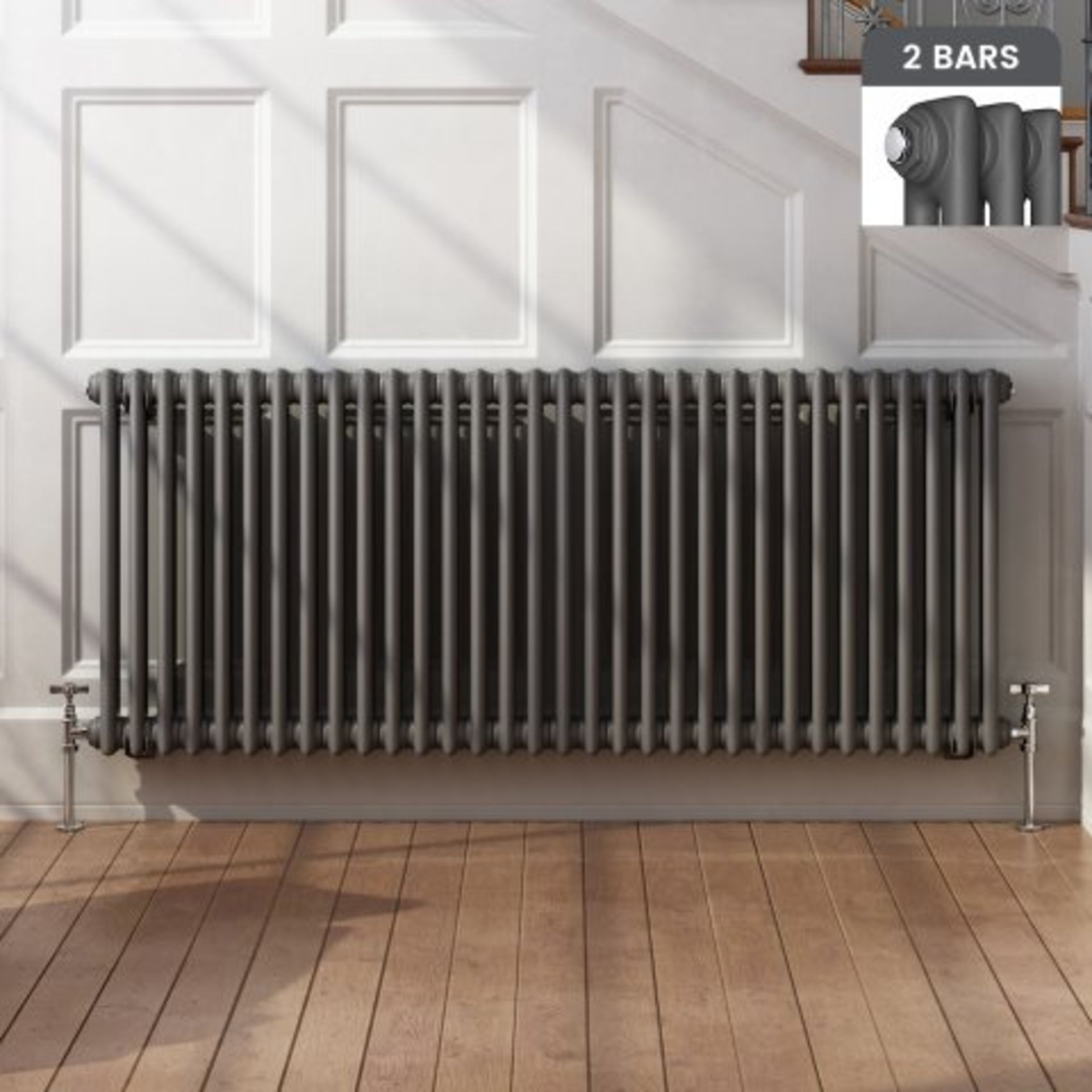 (M9) 600x1458mm Anthracite Double Panel Horizontal Colosseum Radiator - Roma Premium. RRP £724.99.