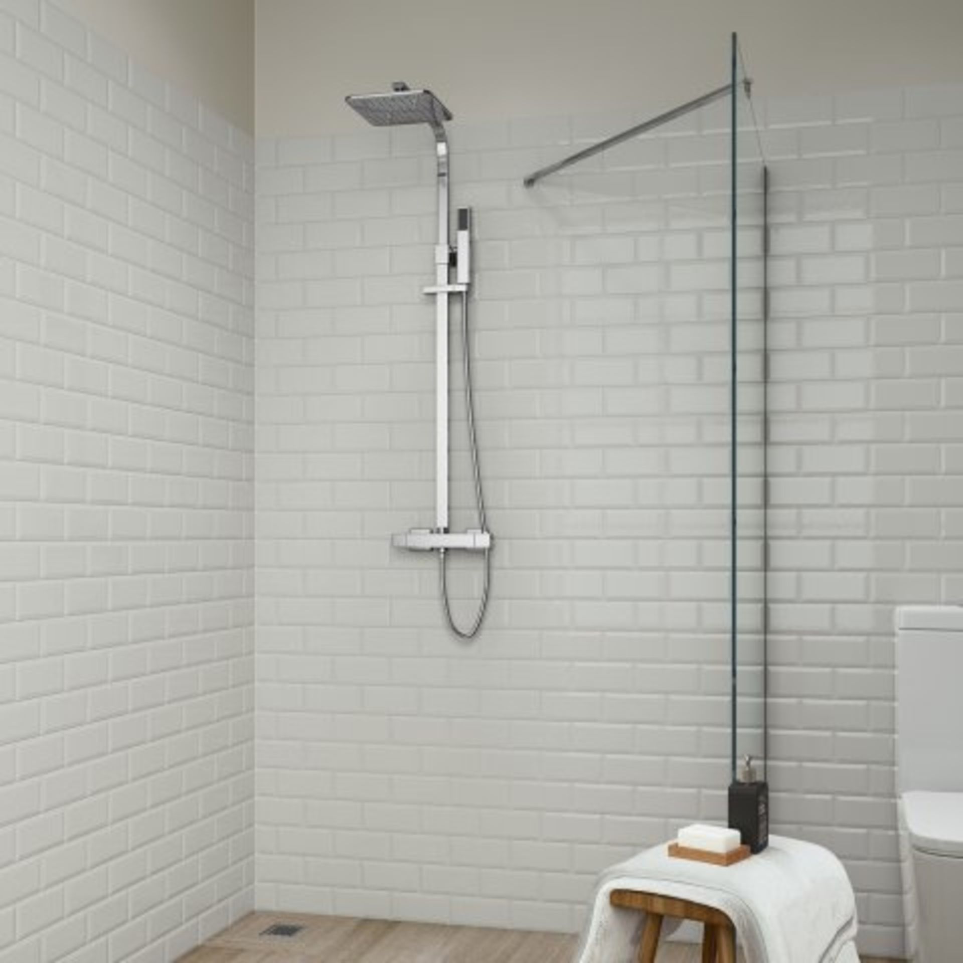 (M88) 200mm Square Head Thermostatic Exposed Shower Kit & Handheld. RRP £299.99. The straight - Image 2 of 5